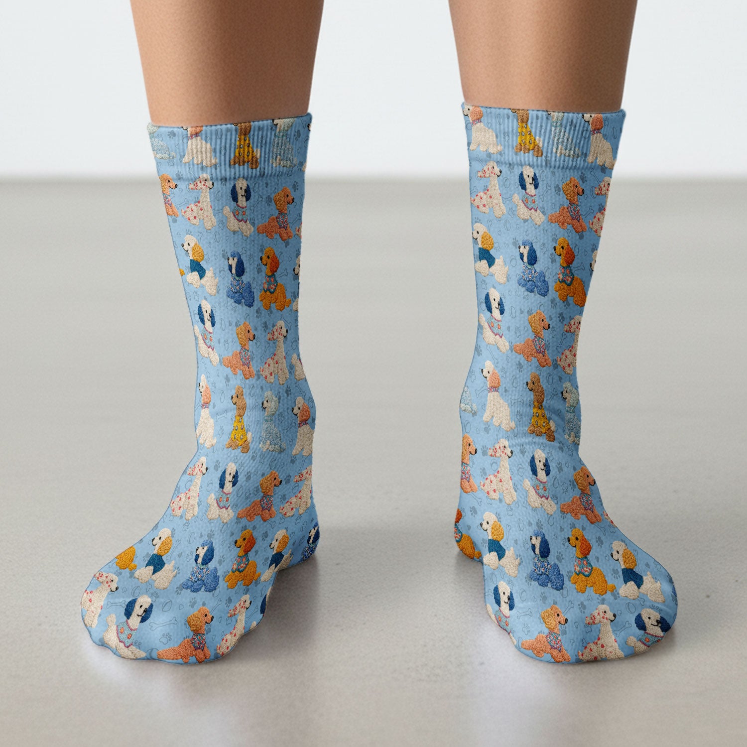 Cute Colorful Poodle Pattern Socks, Breathable Fabrics Medical Uniform