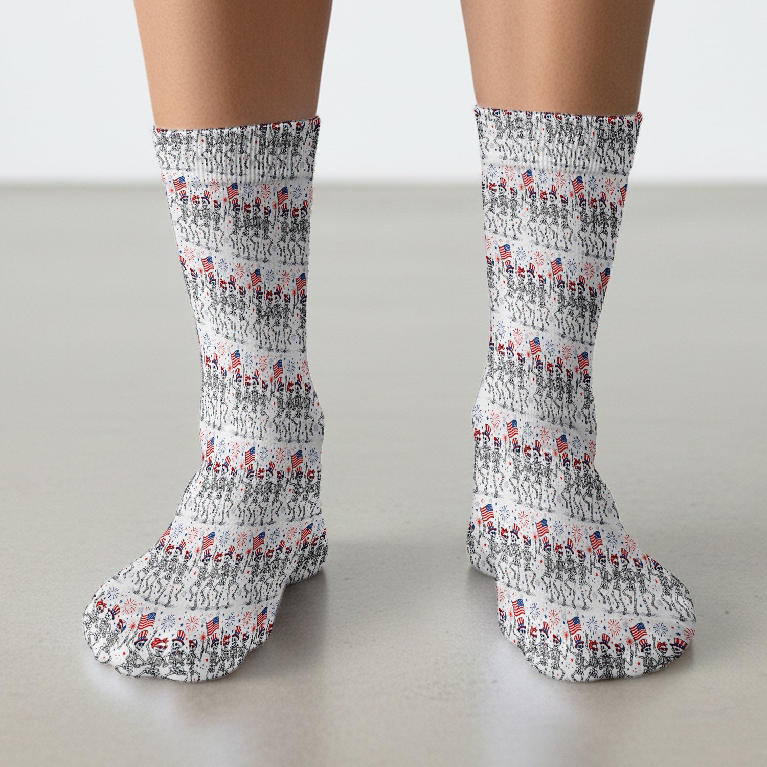 Funny Patriotic Skeleton Pattern, July 4 Medical Socks, Adult Socks for Men and Women
