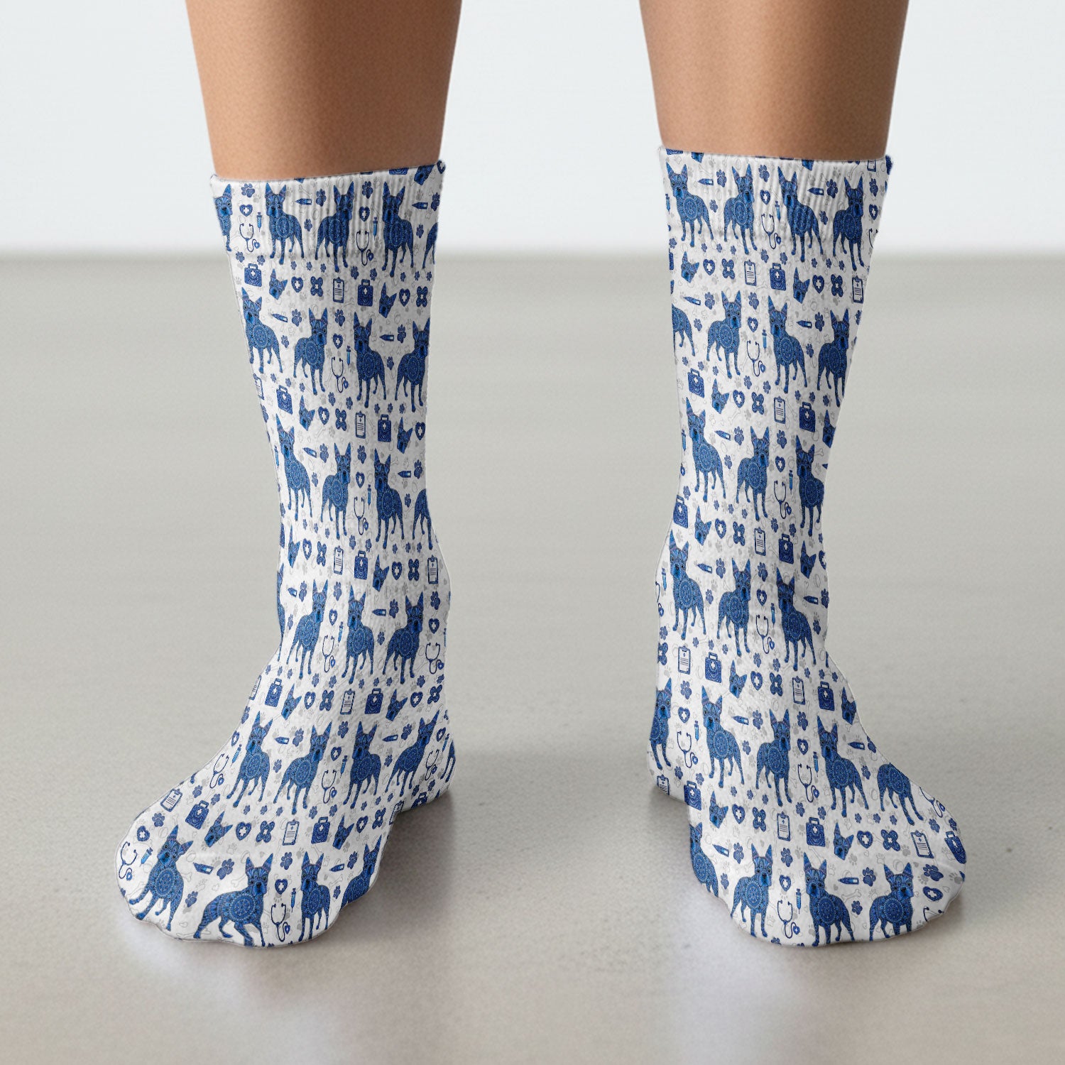 Blue Heeler Australian Cattle Dog Scrub Socks, Australia Dot Art Pattern Sock, Breathable Fabrics Nursing Uniform