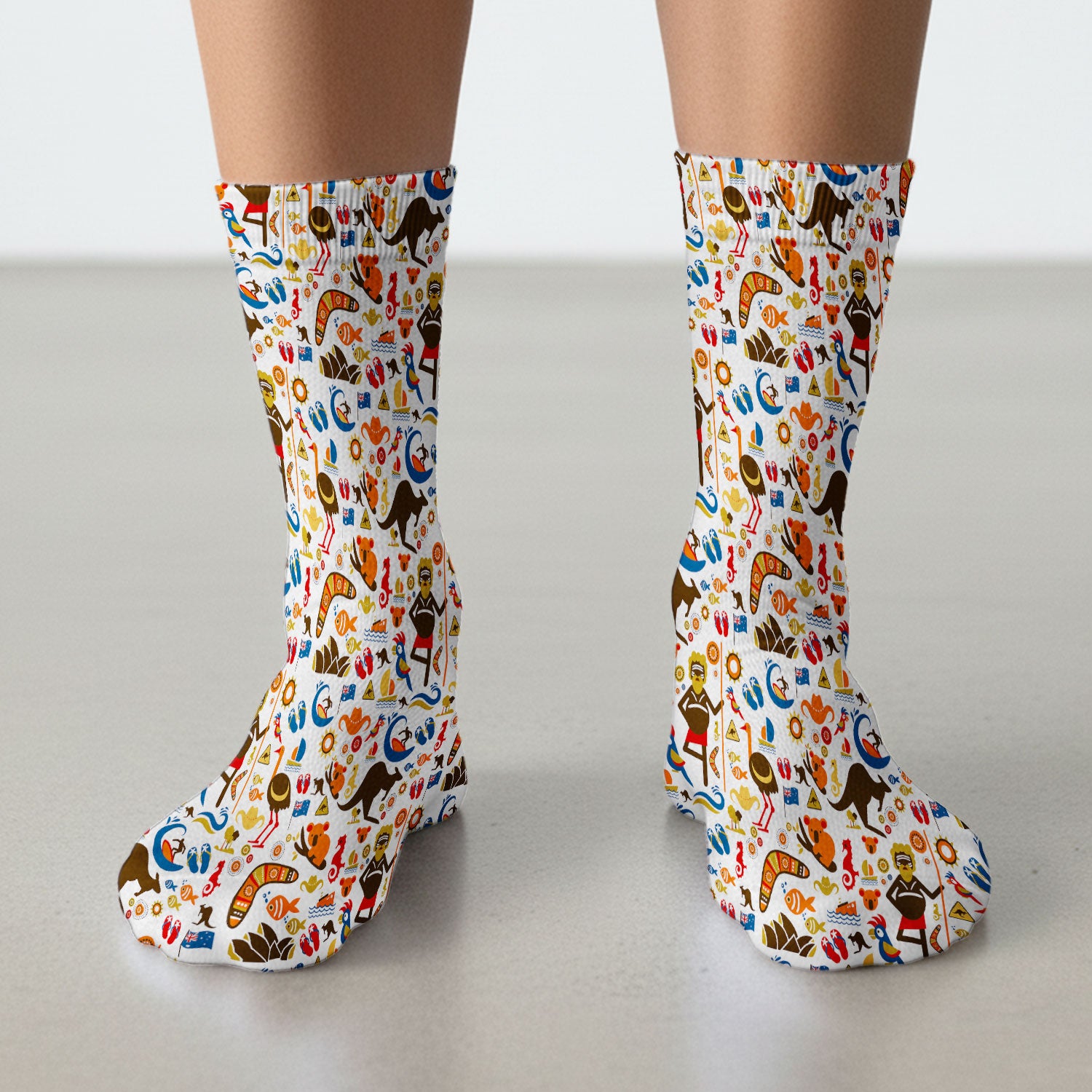 Indigenous Inspired Icon Scrub Socks, Australia Culture Pattern Nurse Sock, Comfortable Scrubs For Nursing