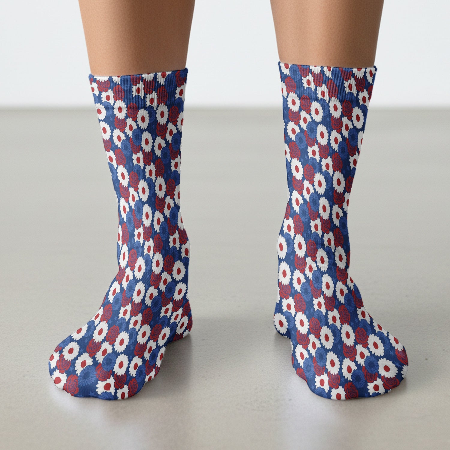 Daisy Rose Floral Pattern Socks, Adult Socks for Men and Women