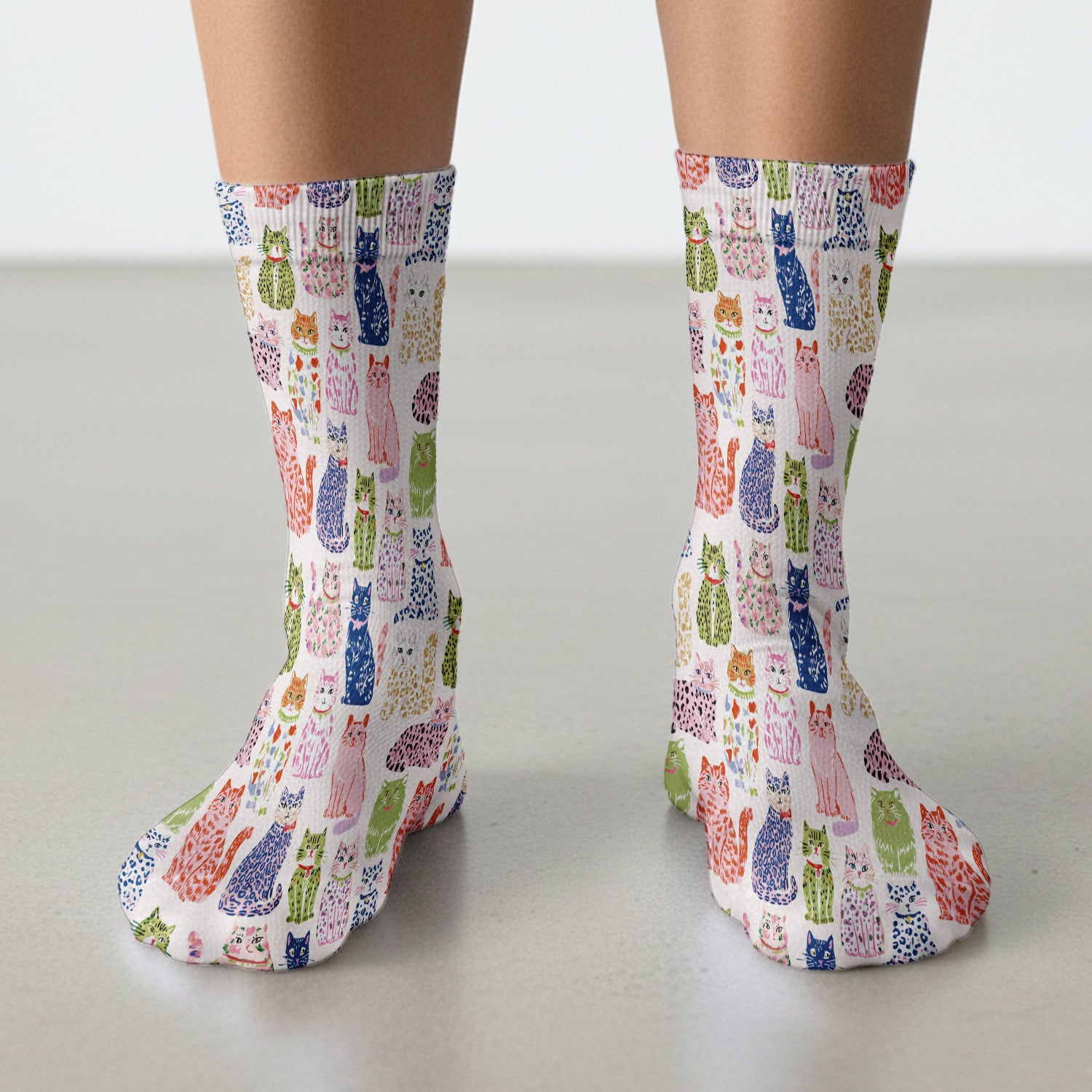 Colorful Cat with Playful Pet Socks, Adult Socks for Men and Women