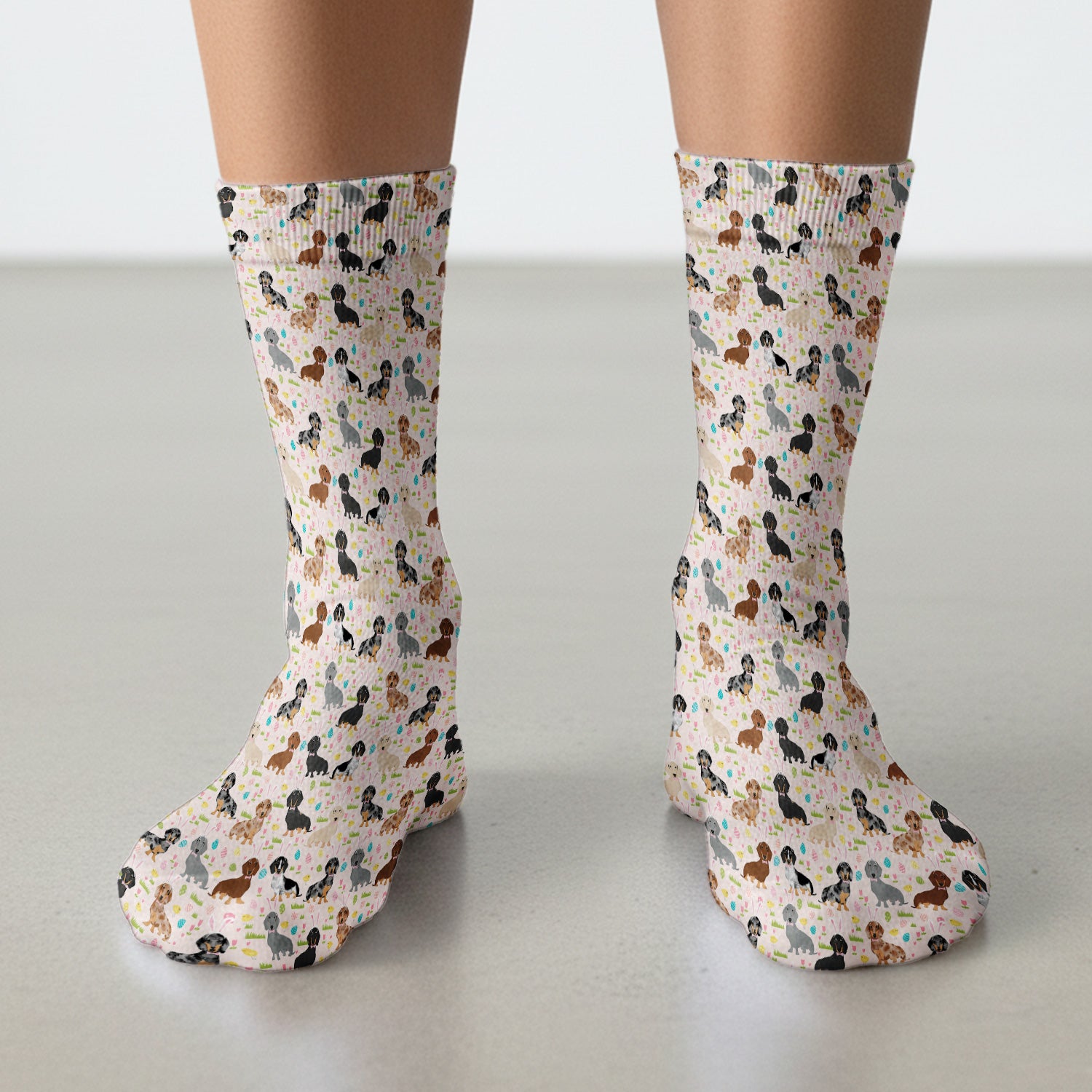 Easter Dachshund Dog Pattern Socks, Socks for Nurse Doctor
