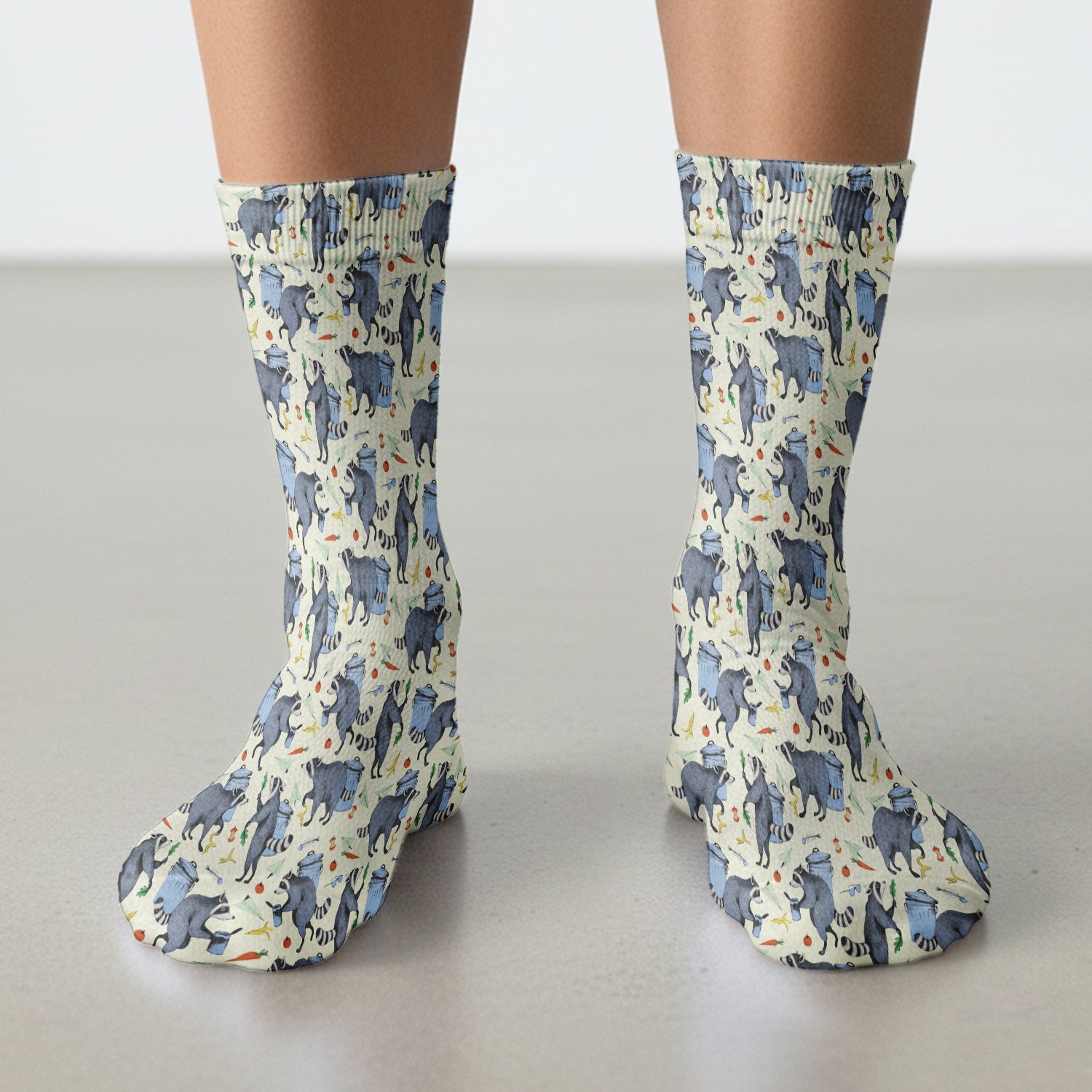 Funny Nurse Raccoon Eating Trash Banana Socks, Adult Socks for Men and Women