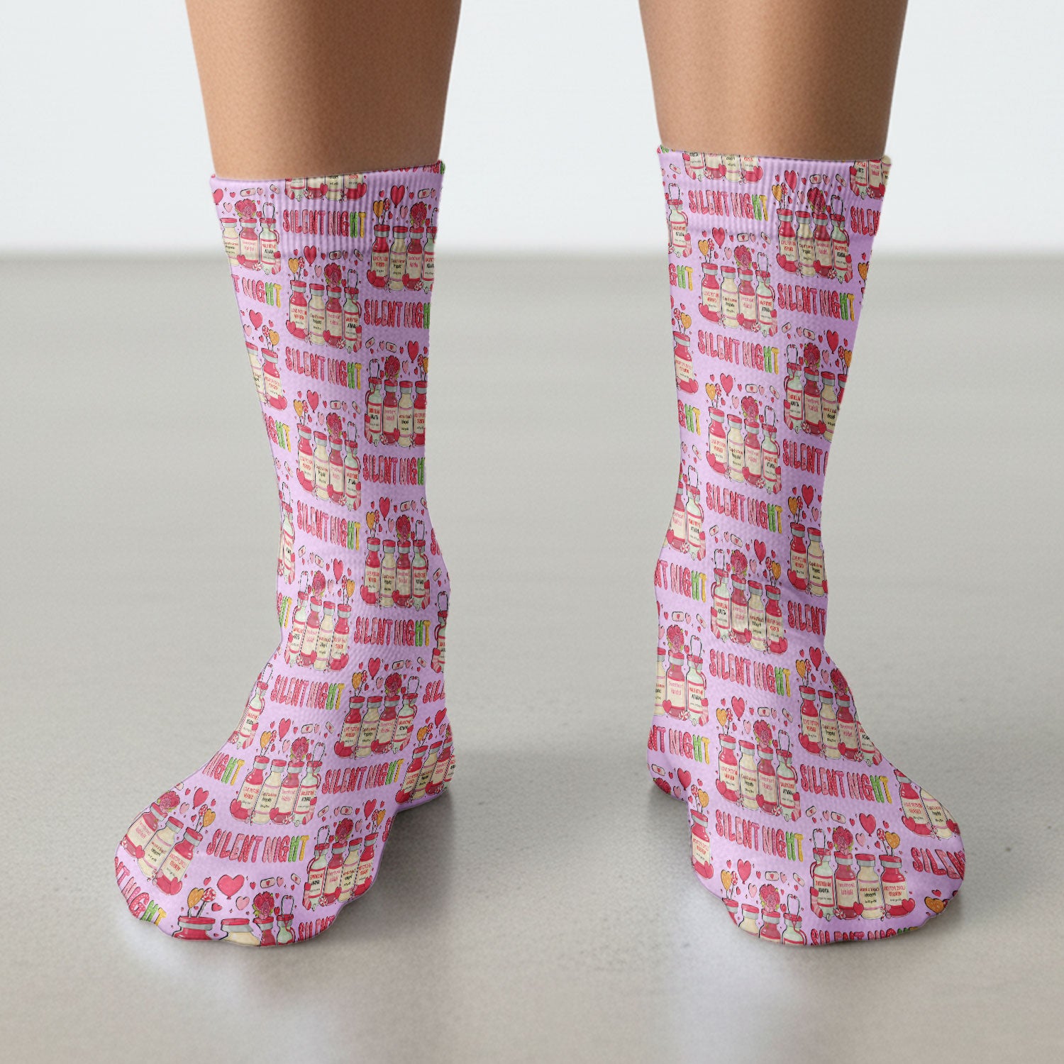 Valentine Silent Night Love Design, Adult Socks for Men and Women