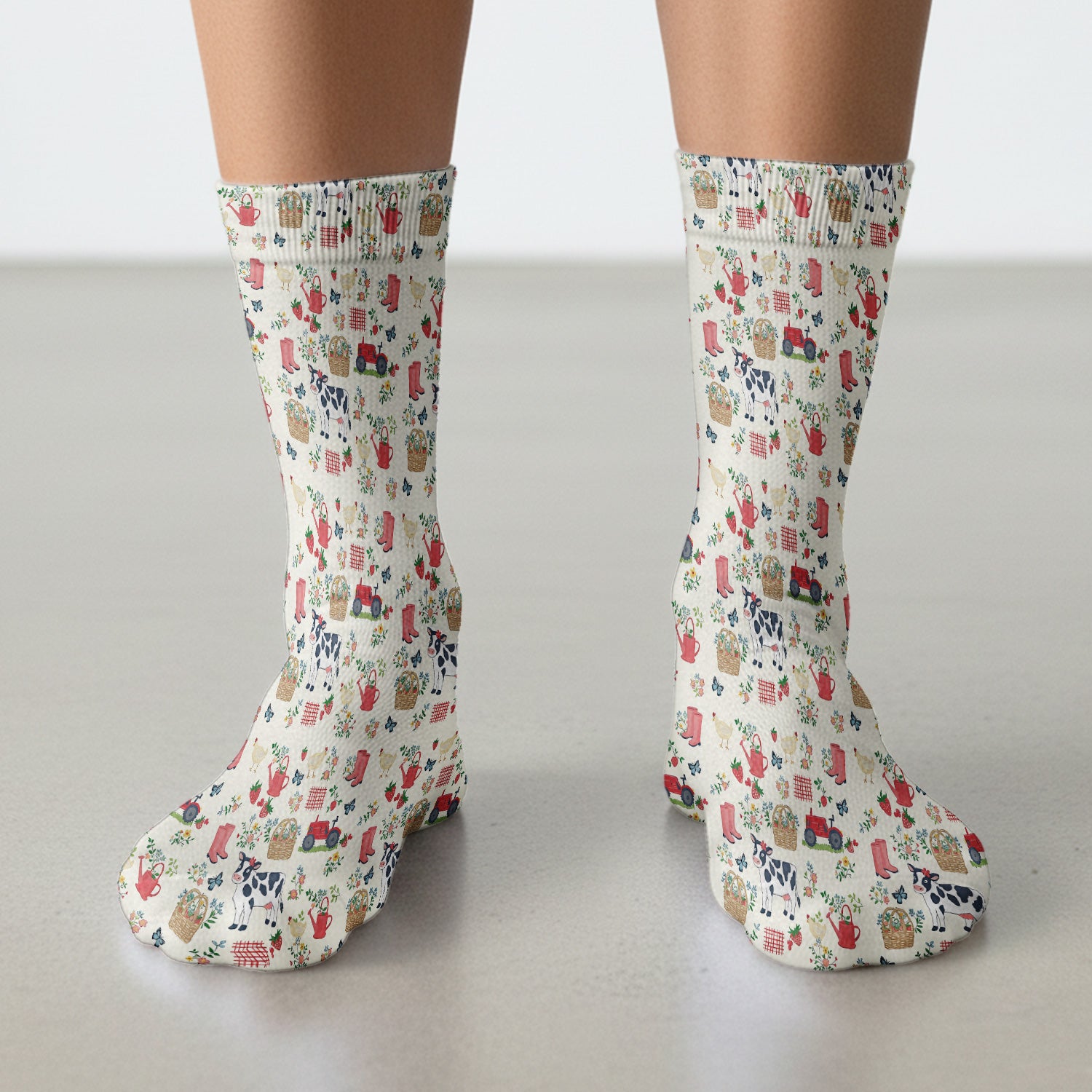 Cute Cow Chicken Farm Pattern Socks, Socks for Nurse Doctor