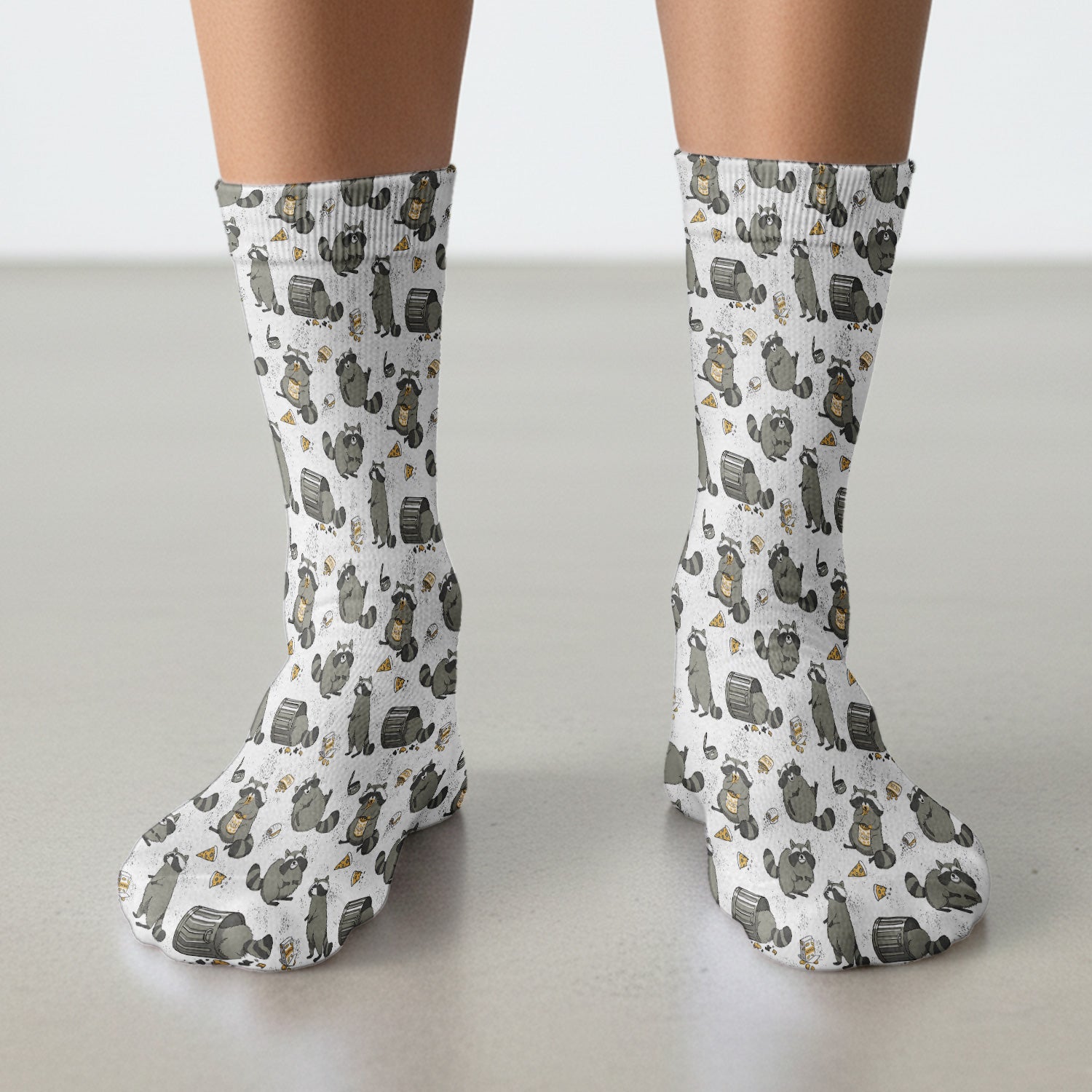 Raccoon Snack And Trash Can Pattern Socks, Breathable Fabrics Medical Uniform
