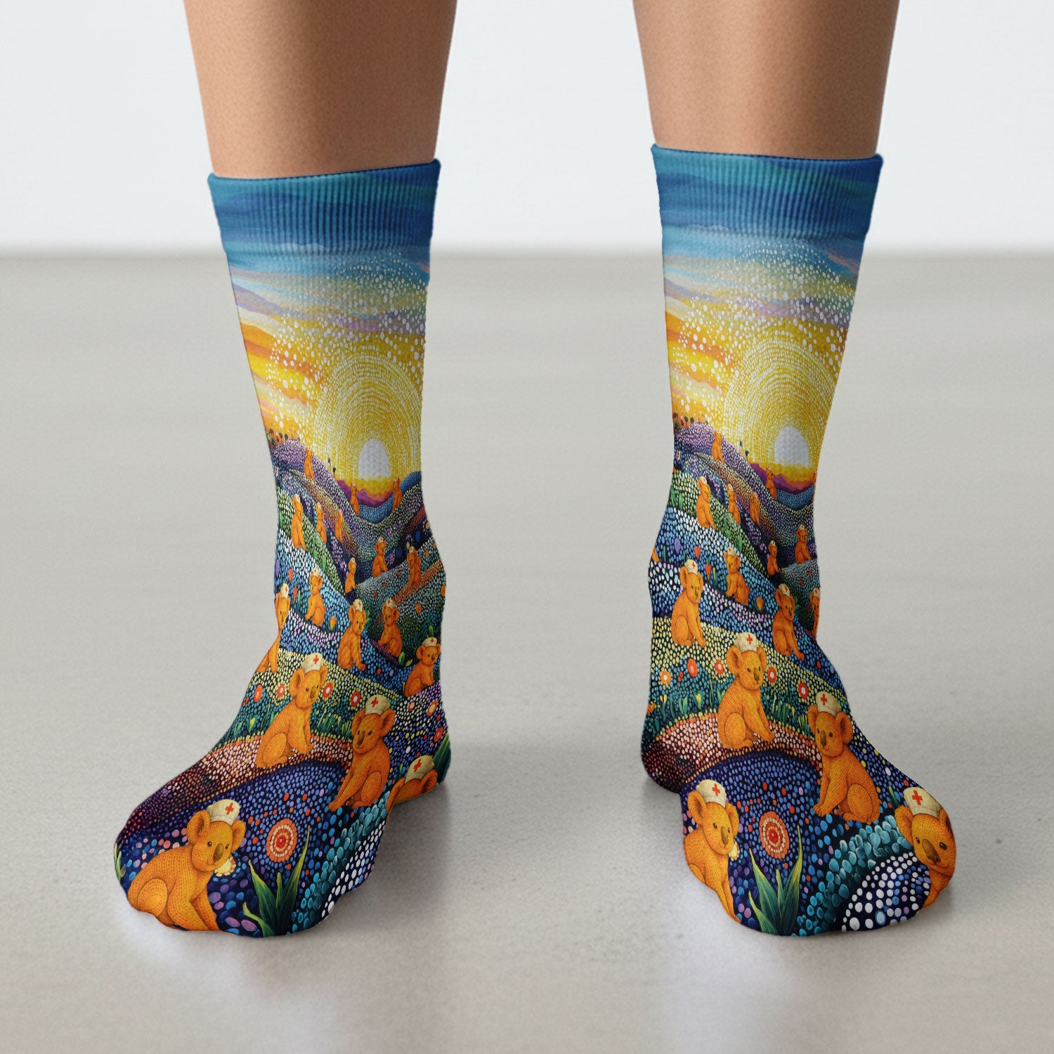 Australian Koala Dot Art Nurse Socks - Adult Socks for Men and Women