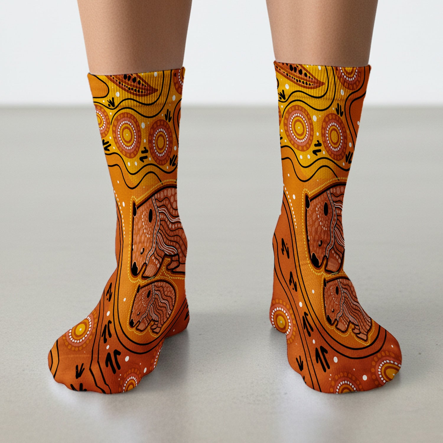 Australian Aboriginal Wombat Family Art Pattern Socks, Adult Socks for Men and Women