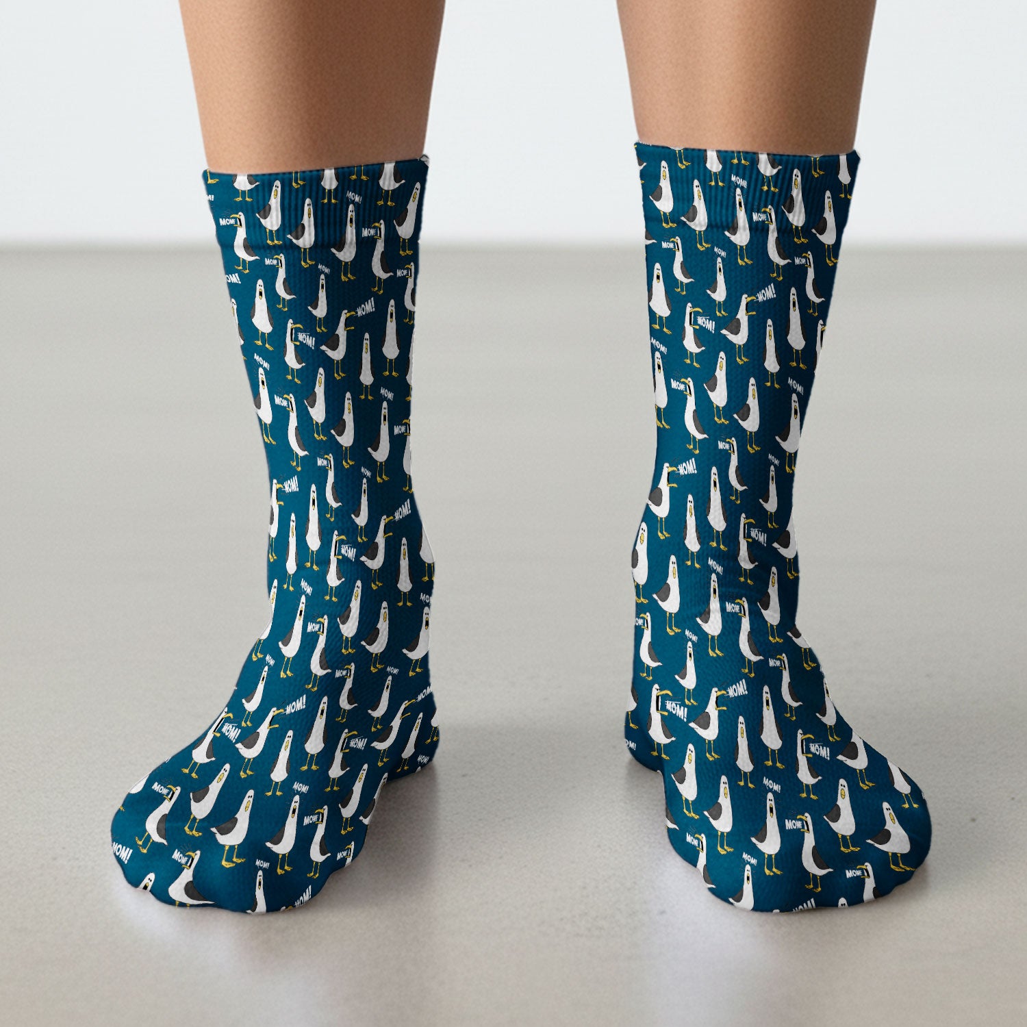 Funny Seagull Mom Seamless Pattern Scrub Socks, Socks for Nurse Doctor