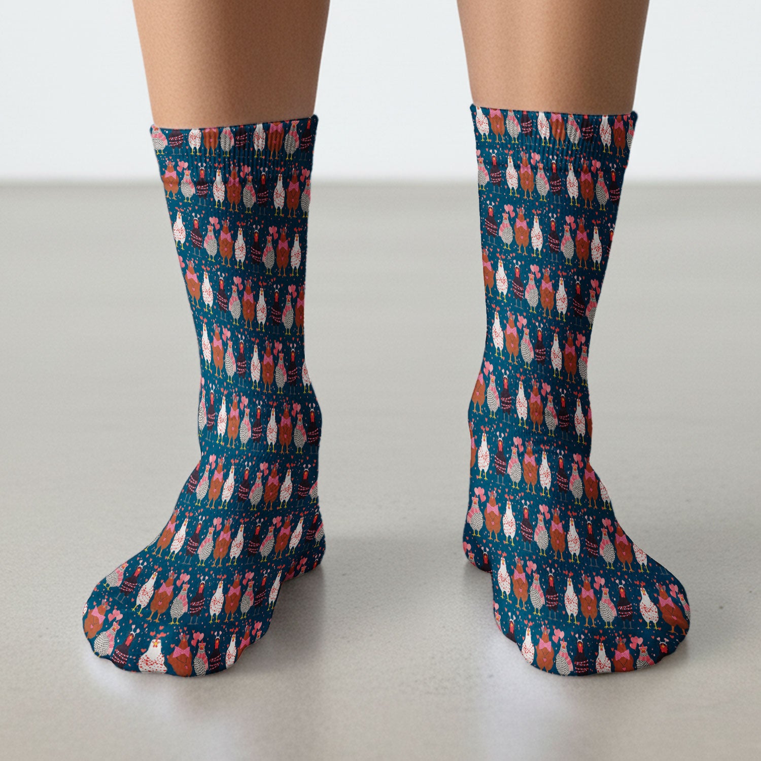 Funny Chicken Valentine Scrub Socks, Chicken Pattern Scrub Sock For Nursing, Valentine Gift For Nurse