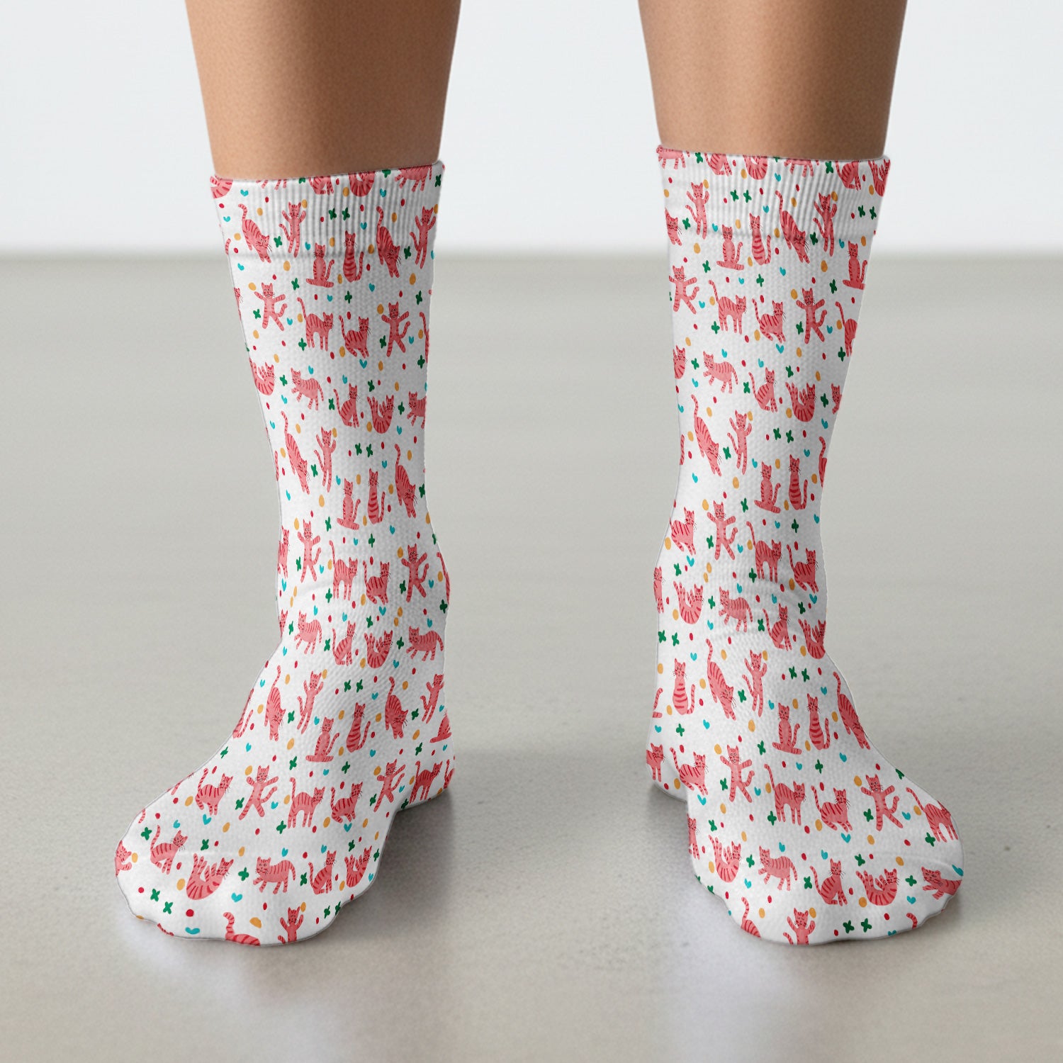 Cute Pink Cat Pattern Medical Socks, Adult Socks for Men and Women