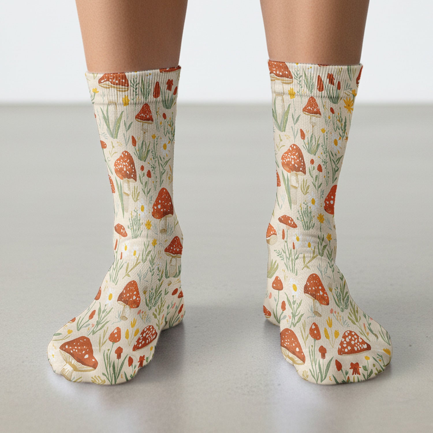 Cute Mushroom Wildflower Pattern Socks, Socks for Nurse Doctor