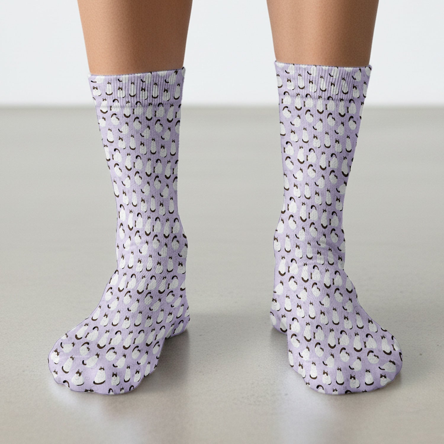 Cute Cat Pattern Medical Scrub Socks, Breathable Fabrics Nursing Uniform
