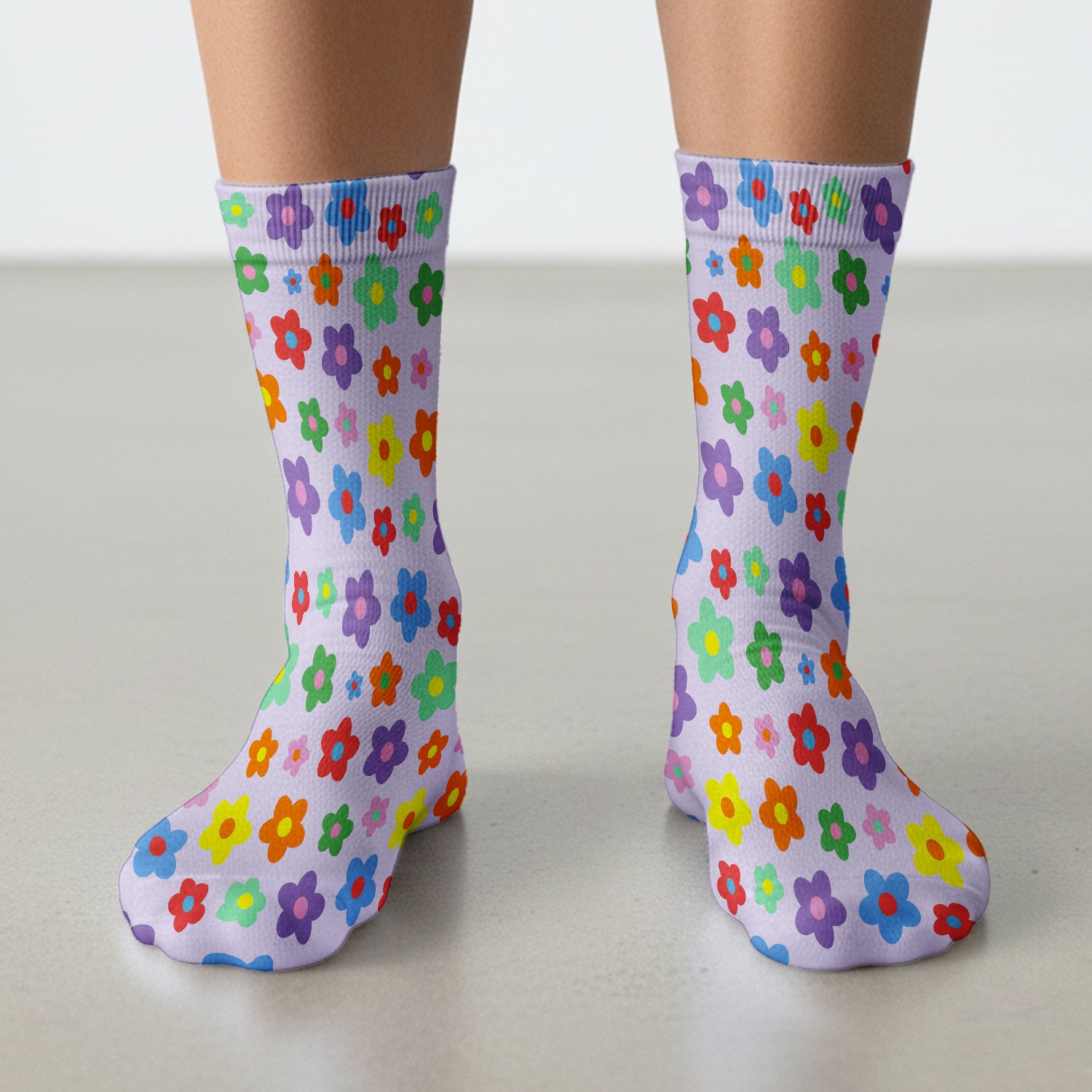 Colorful Retro Flower Pattern Print Socks, Breathable Fabrics Medical Uniform