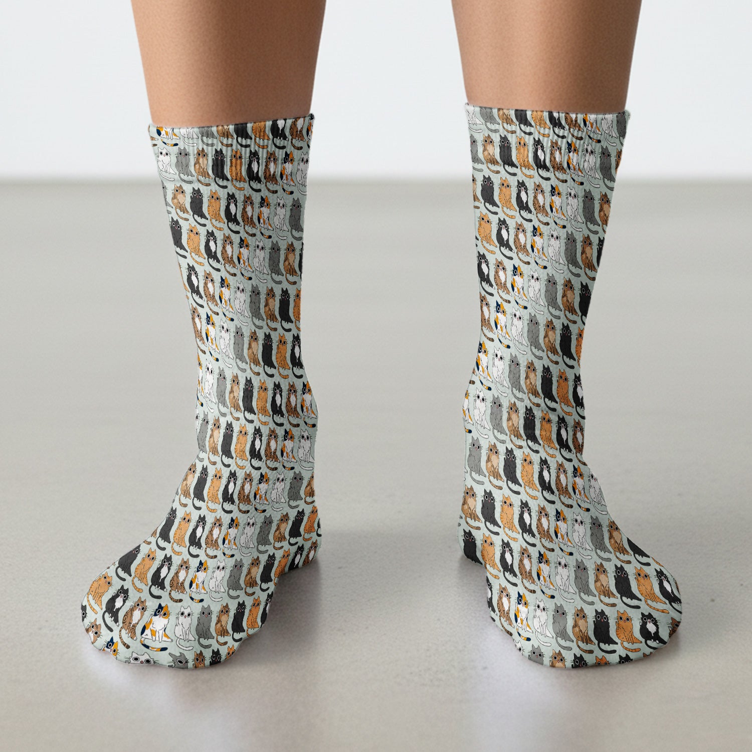 Cute Cartoon Cat Pattern Medical Socks, Breathable Fabrics Medical Uniform