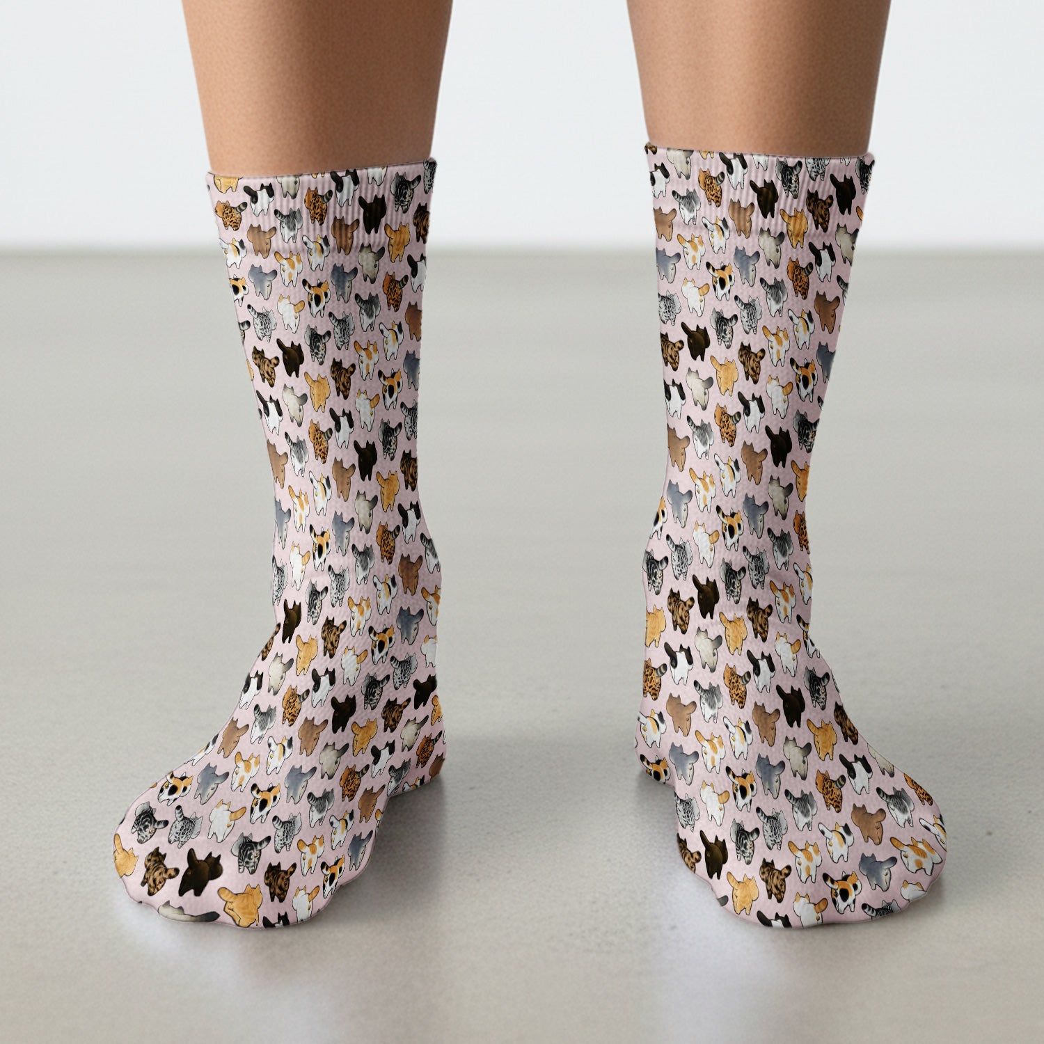 Cat Butt Pattern Medical Scrub Socks, Breathable Fabrics Nursing Uniform