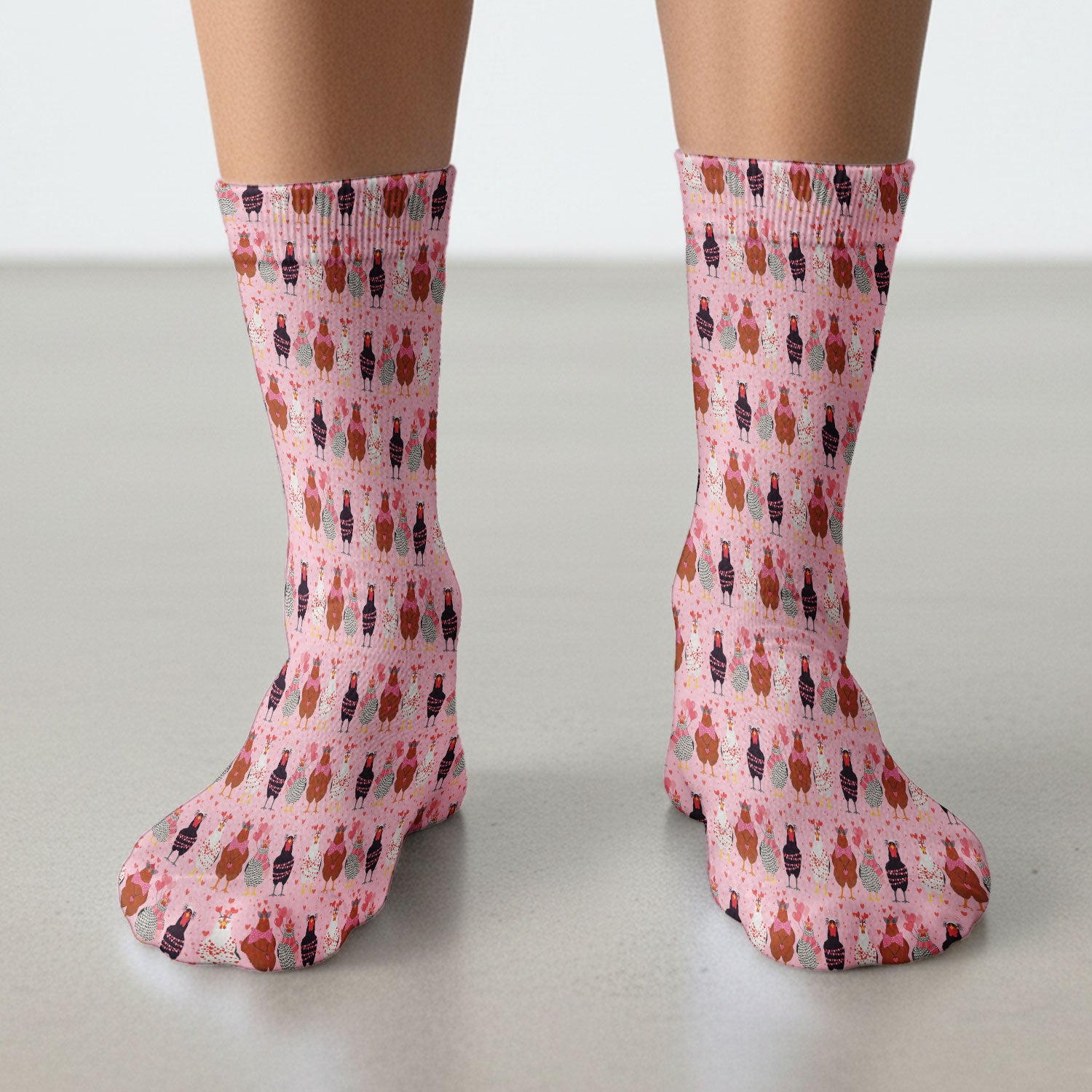 Funny Chicken Valentine Scrub Socks, Chicken Pattern Scrub Sock For Nursing, Valentine Gift For Nurse