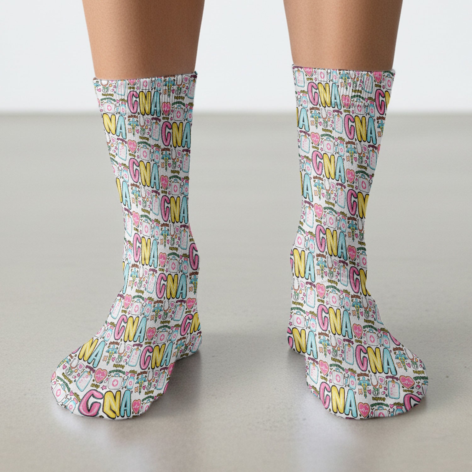 CNA Nurse Appreciation Pattern Socks, Breathable Fabrics Medical Uniform