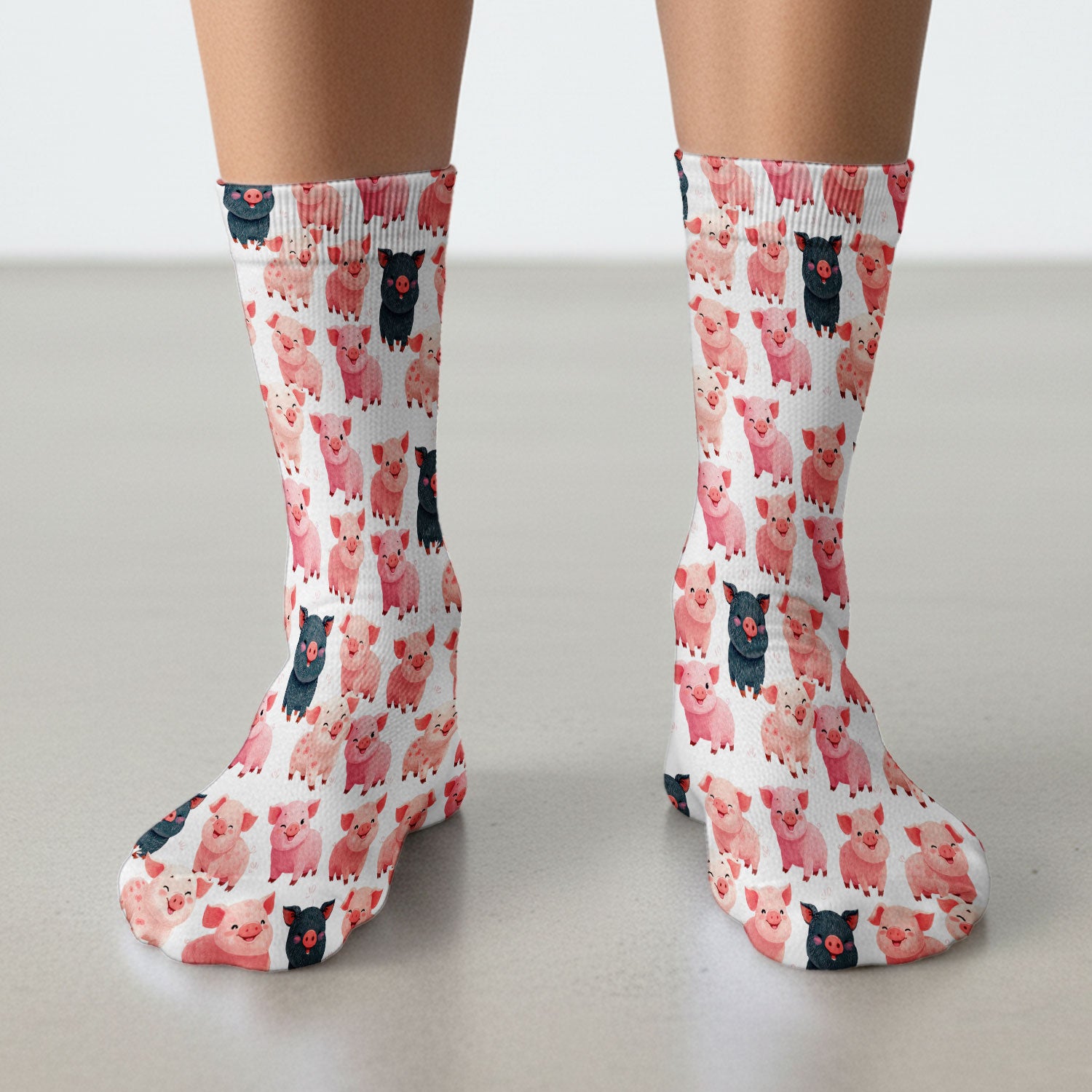 Funny Farm Pig Cartoon Pattern Socks, Breathable Fabrics Medical Uniform