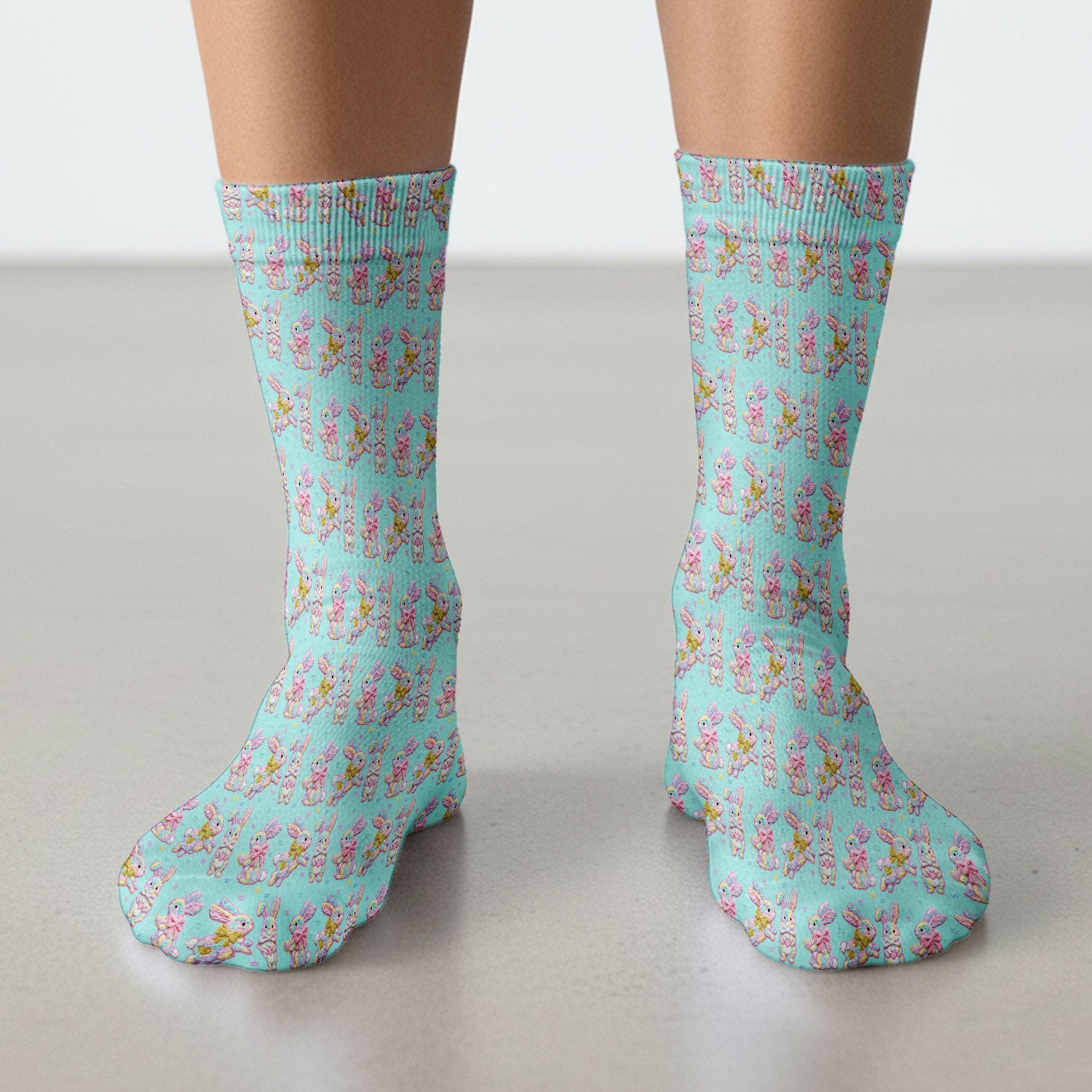 Cartoon Bunny All Over Print Medical Socks, Adult Socks for Men and Women