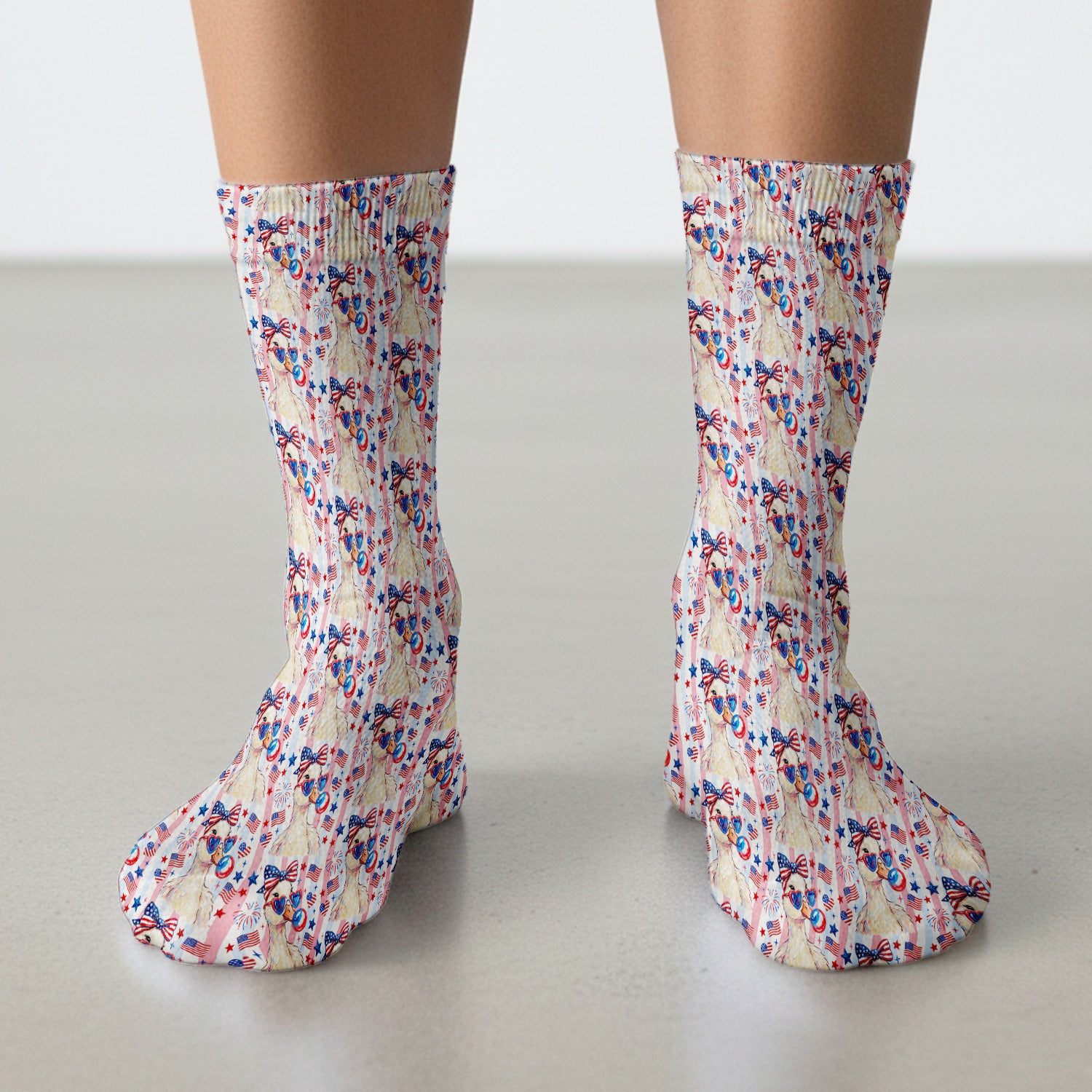Cute Patriotic Goose Nurse Pattern Socks, Adult Socks for Men and Women