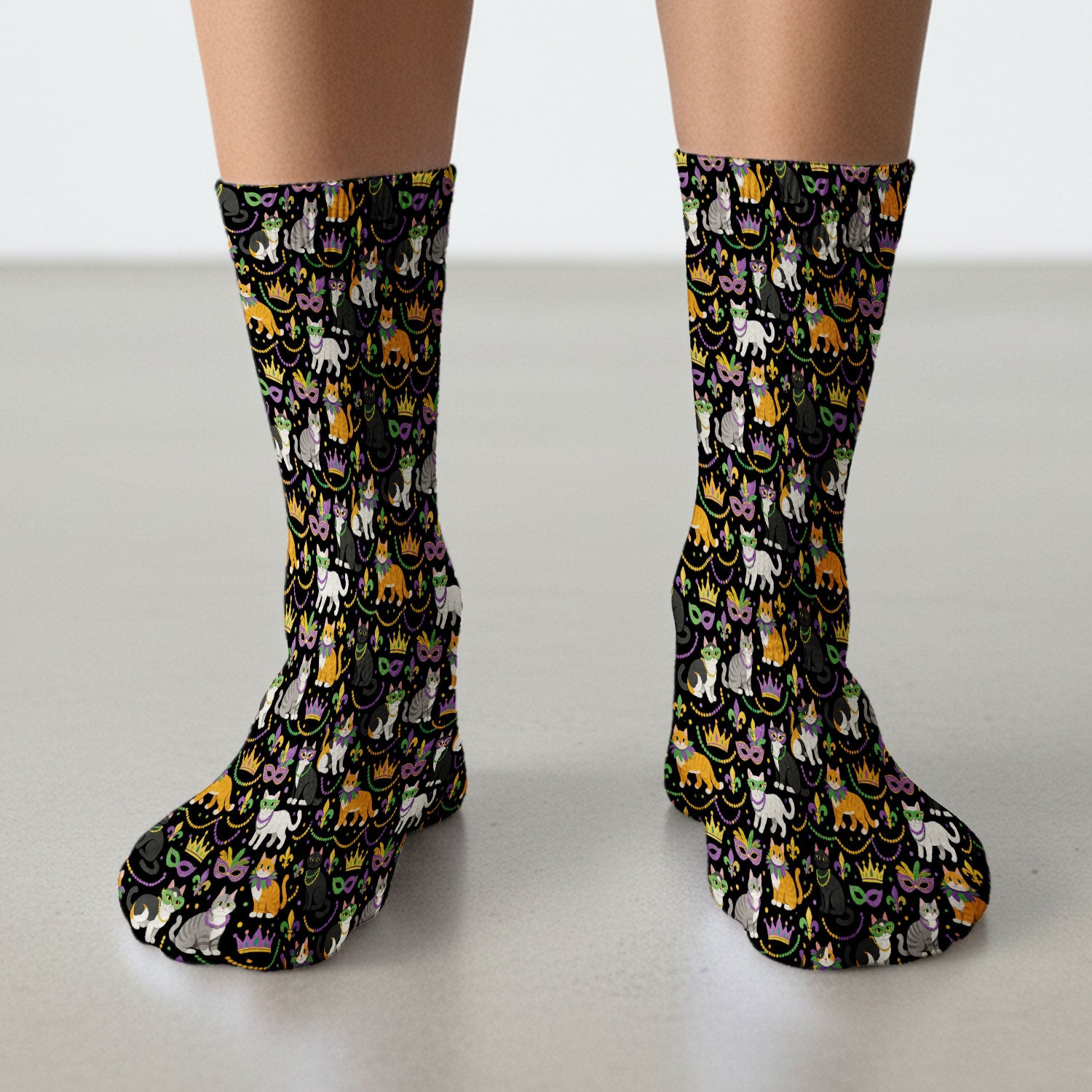 Cat Mardi Gras Nurse Scrub Sock, Comfortable Uniform Scrubs For Nursing