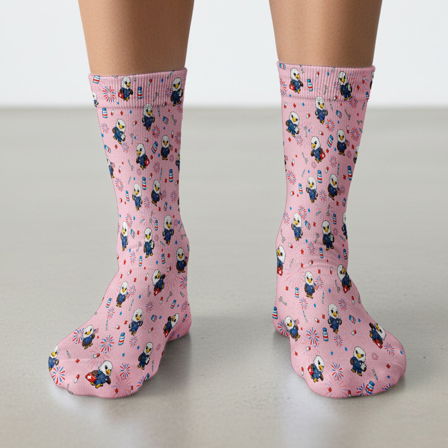 Patriotic Nurse Eagle Fireworks Medical Pattern Sock, Breathable Fabrics Medical Uniform