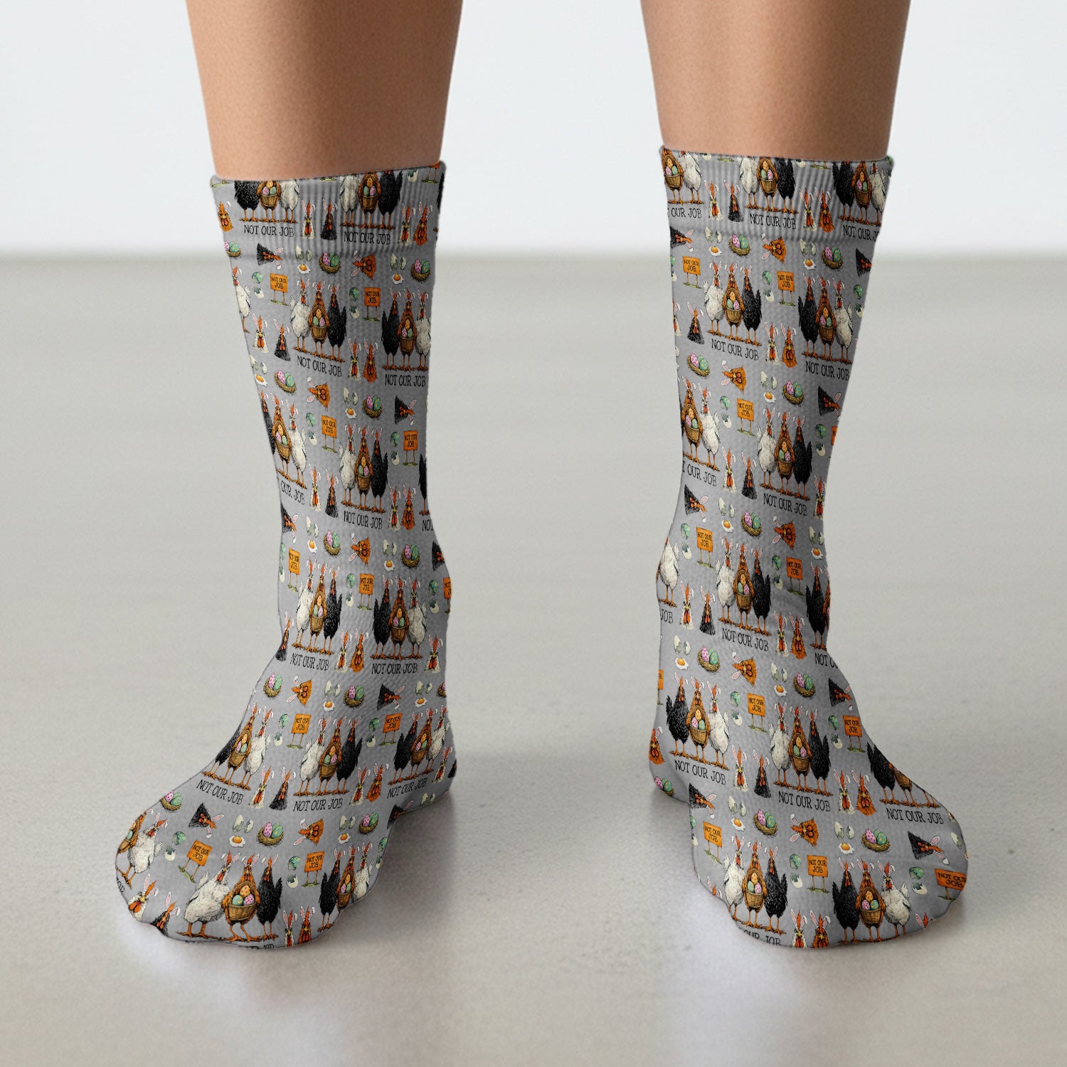Funny Easter Chicken Humor Pattern Socks, Breathable Fabrics Medical Uniform