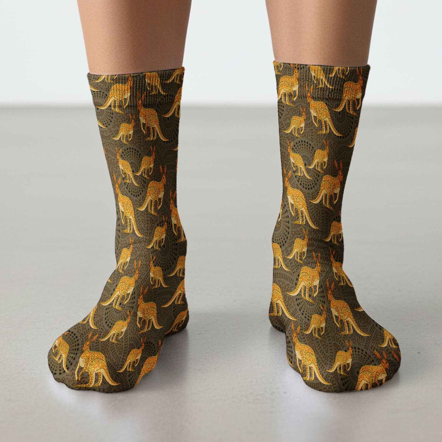 Australian Kangaroo Dot Art Inspired Nurse Socks - Adult Socks for Women and Men
