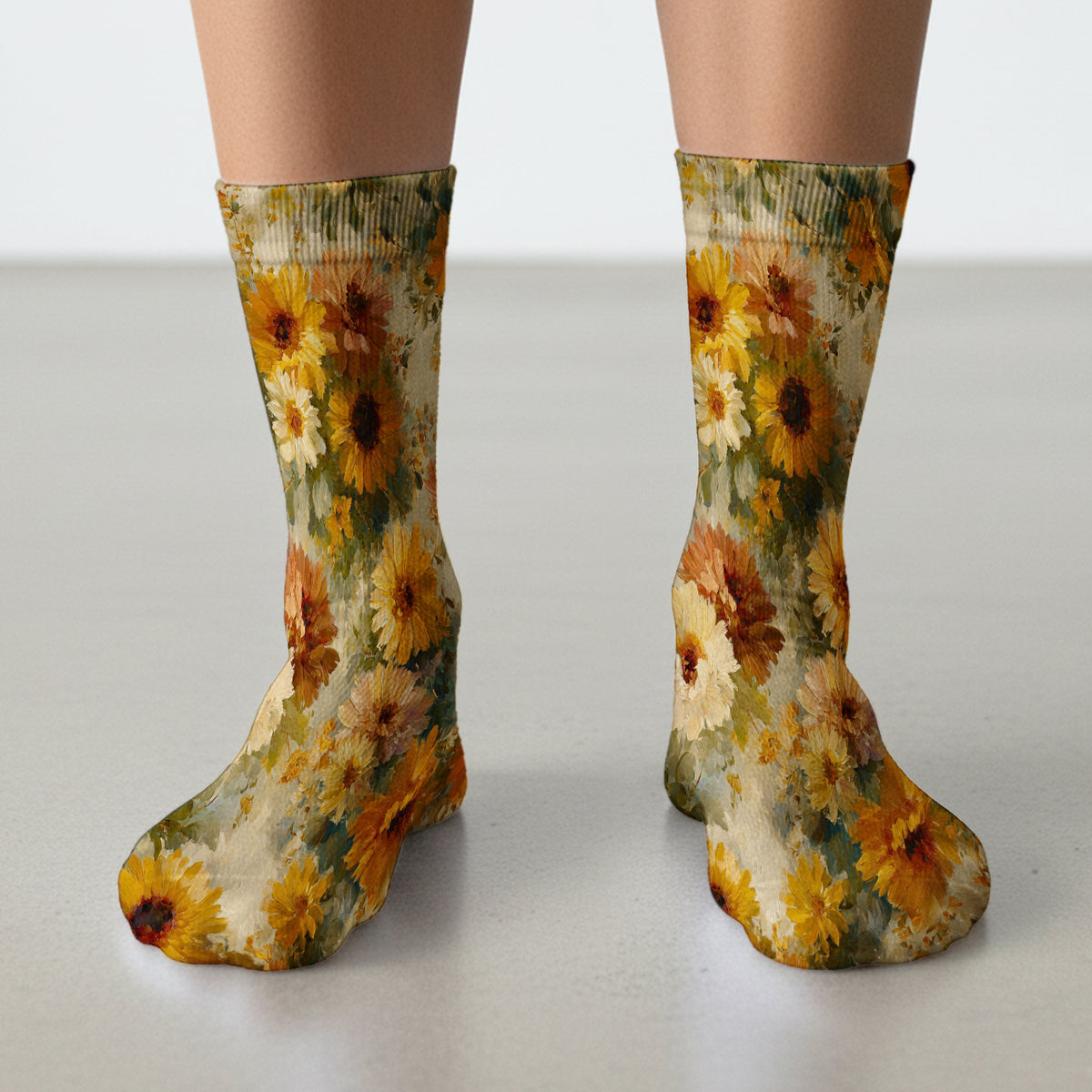 Vintage Sunflower Oil Painting Socks, Adult Socks for Men and Women