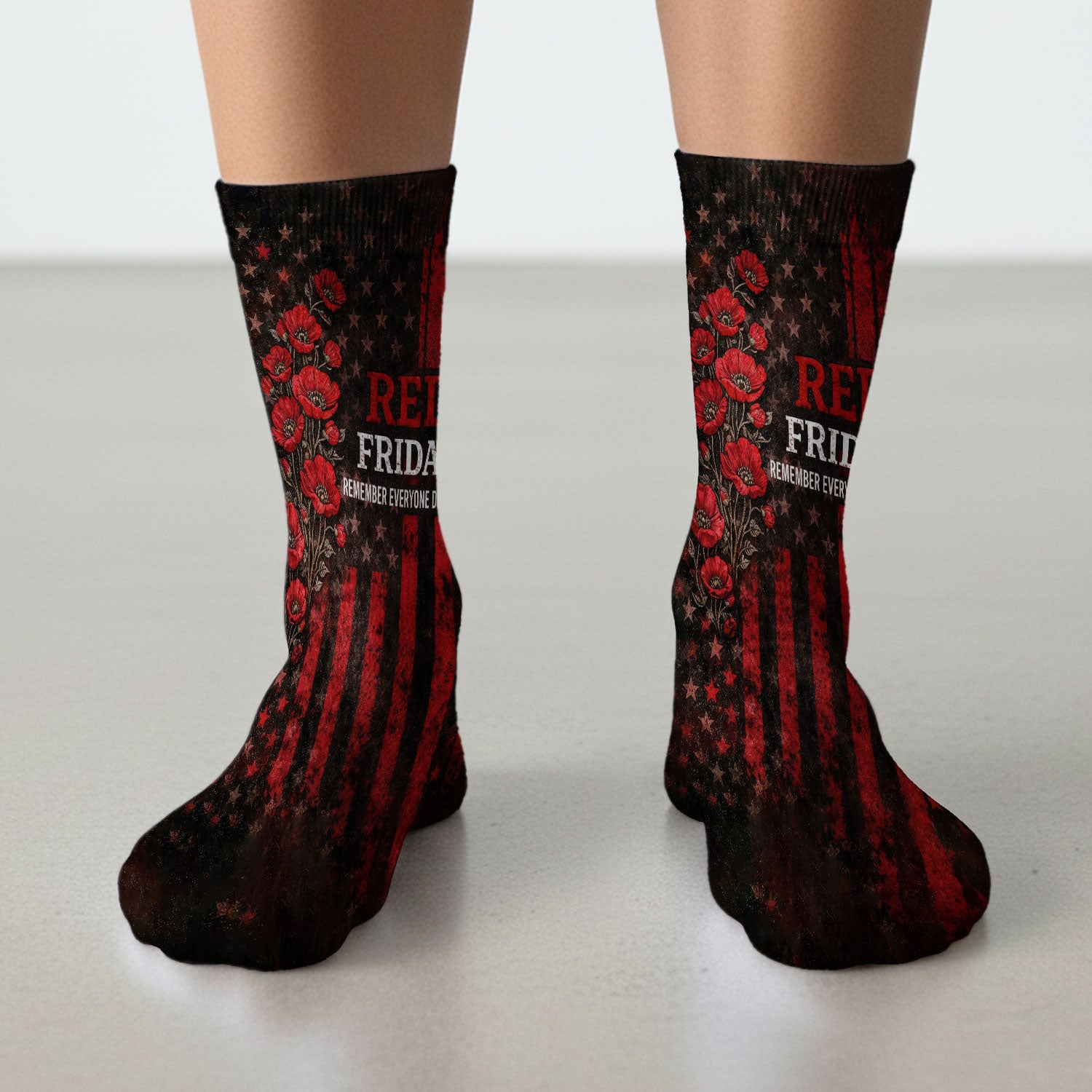 Red Friday Nurse American Flag Poppy Socks, Socks for Nurse Doctor