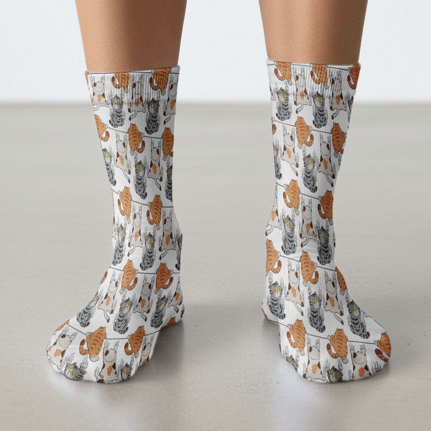 Cute Cat Pattern Nurse Scrub Socks, Cats Medical Pattern Sock, Breathable Fabrics Nursing Uniform