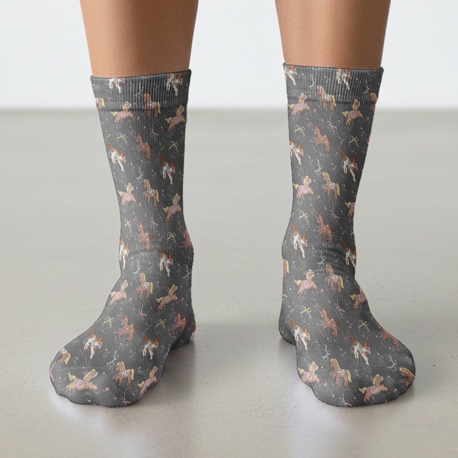 Cute Pony Star Pattern Socks, Breathable Fabrics Medical Uniform