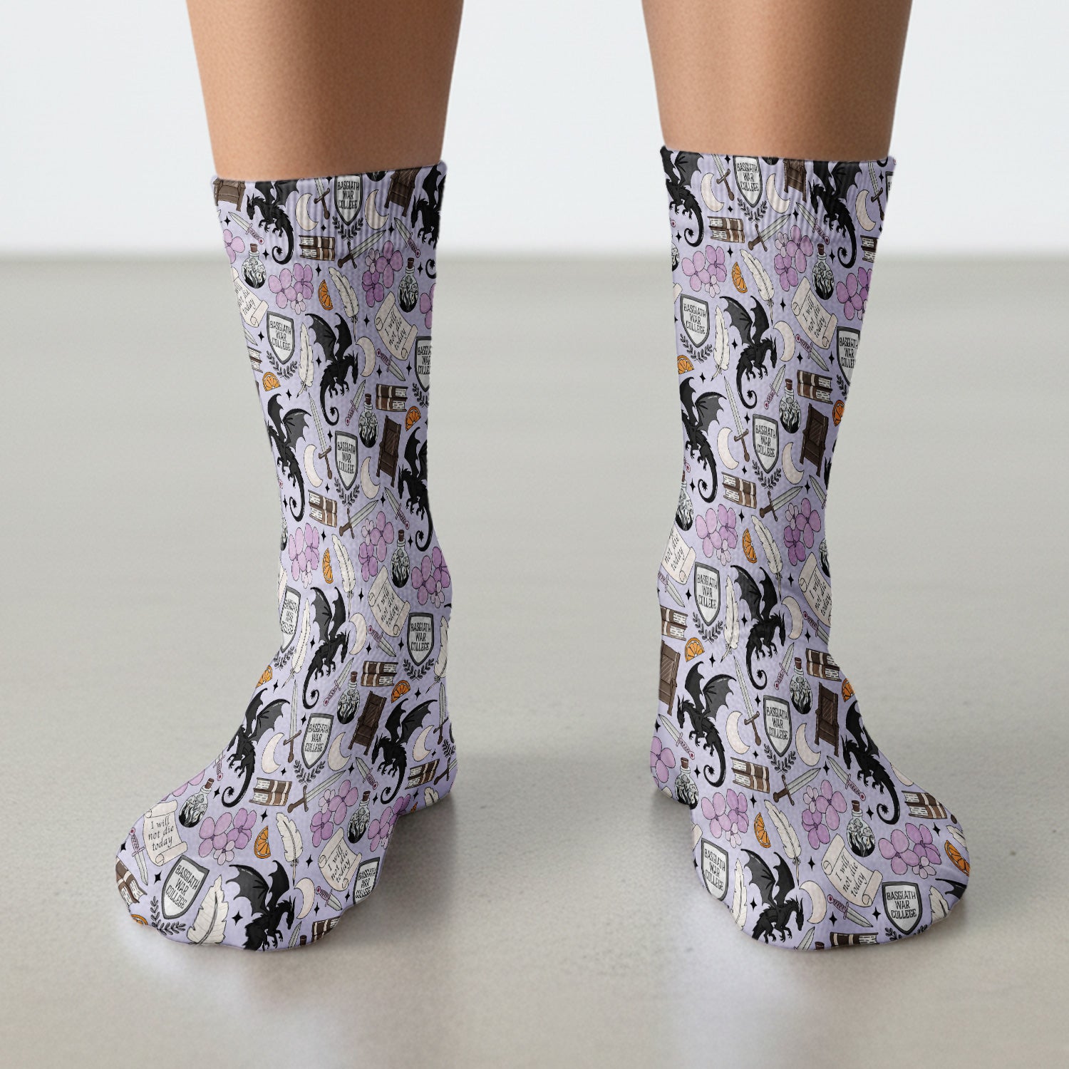 Spooky Gothic Fantasy Dragon Pattern Socks, Adult Socks for Men and Women