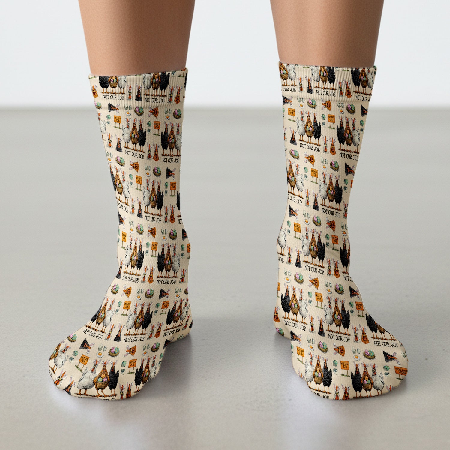 Funny Easter Chicken Humor Pattern Socks, Breathable Fabrics Medical Uniform