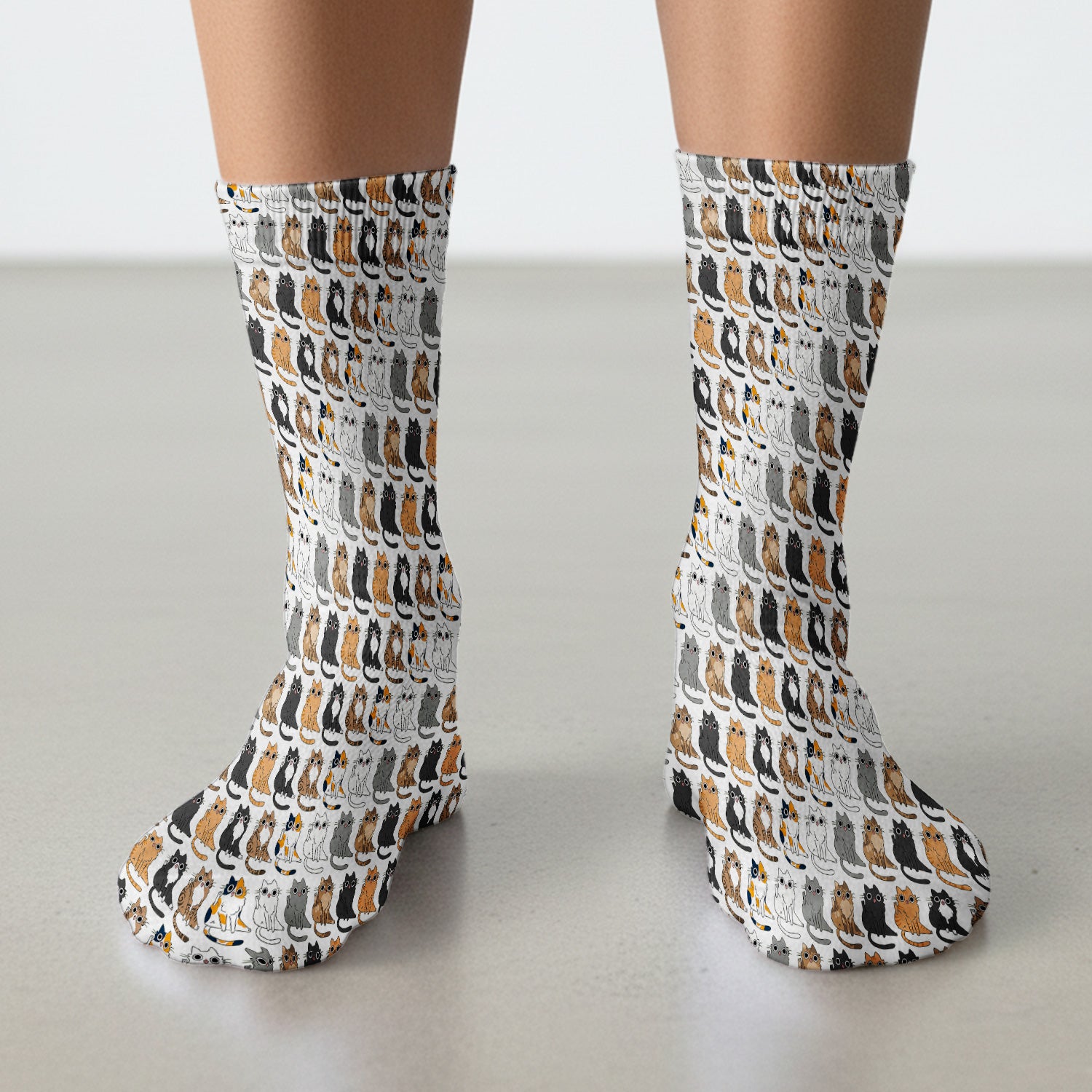 Cute Cartoon Cat Pattern Medical Socks, Breathable Fabrics Medical Uniform