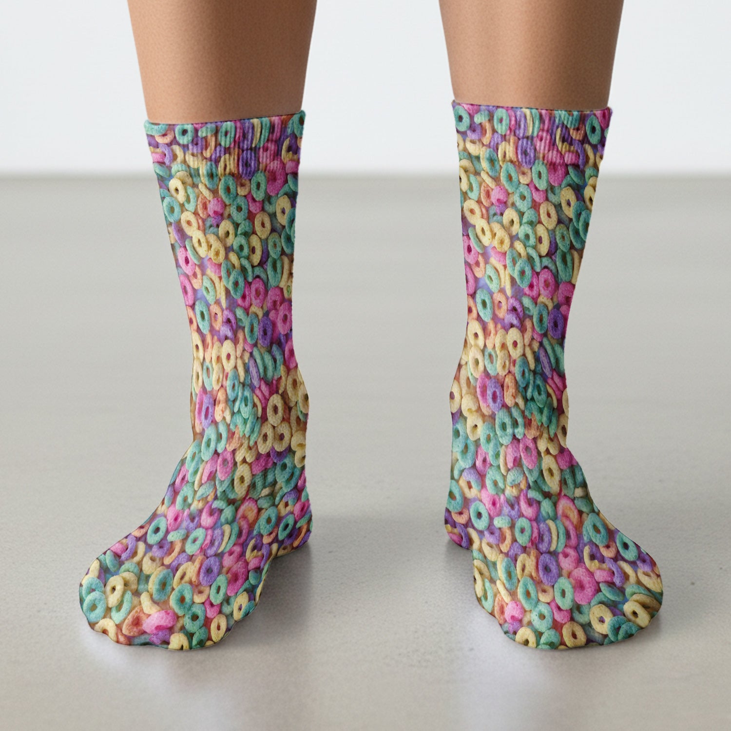 Colorful Cereal Loops Pattern Socks, Socks for Nurse Doctor