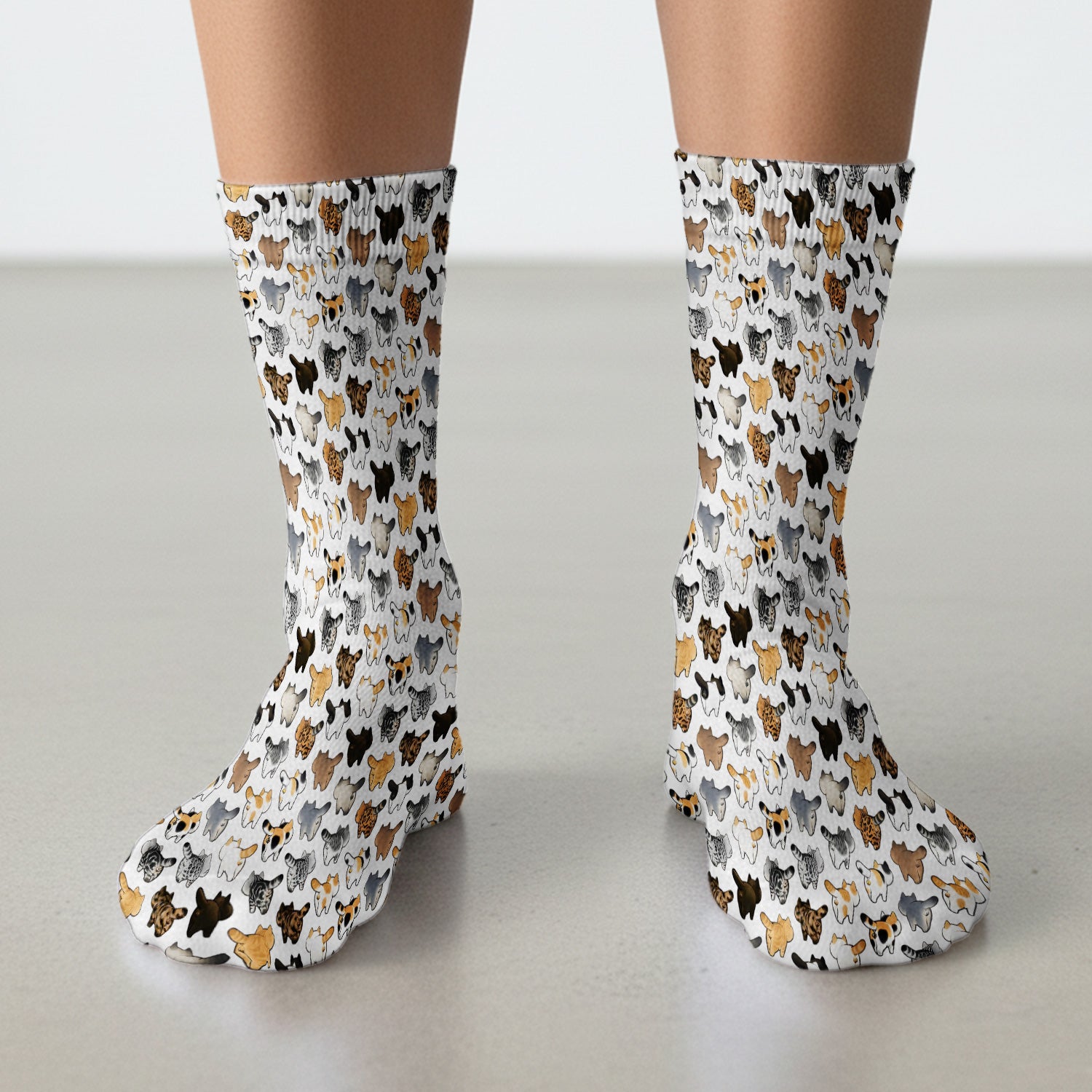 Cat Butt Pattern Medical Scrub Socks, Breathable Fabrics Nursing Uniform