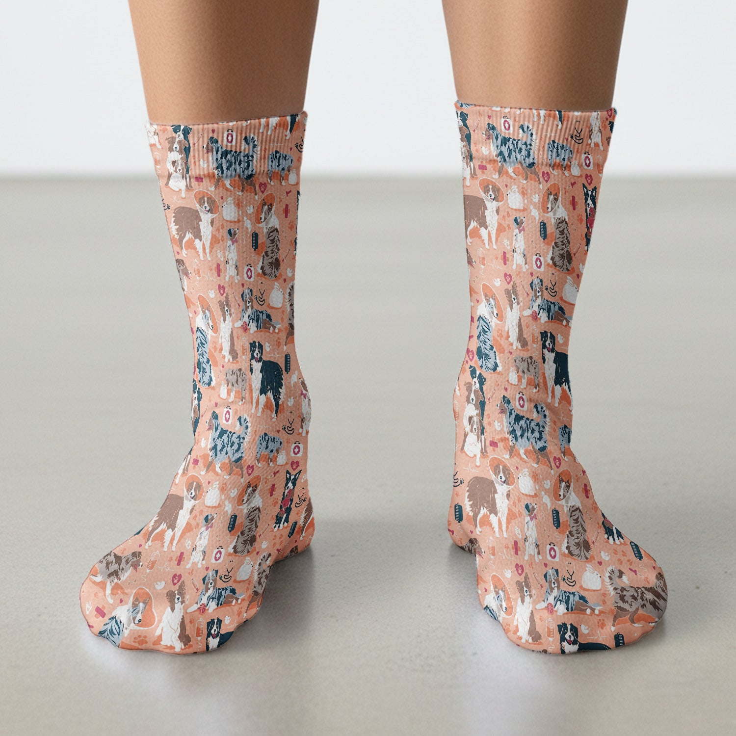 Cute Dog Pattern Veterinary Medical Socks, Socks for Nurse Doctor