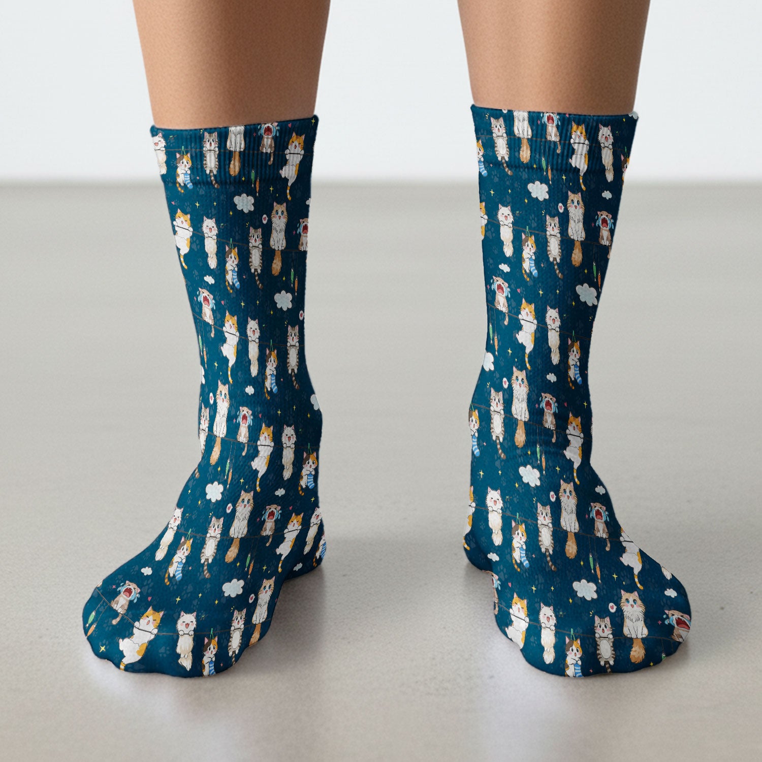 Funny Cats With Cute Expressions Pattern Socks, Adult Socks for Men and Women