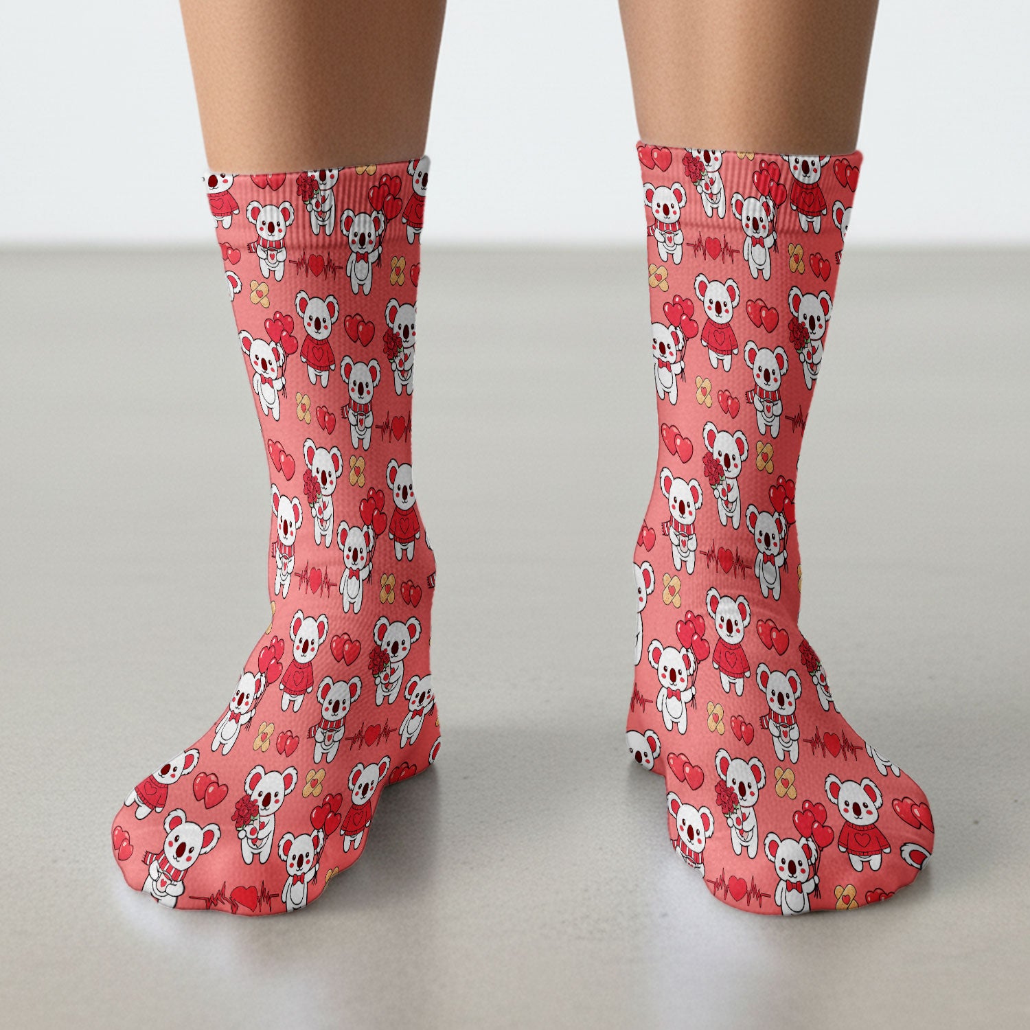 Sweet Koala Valentine Medical Design Socks, Breathable Fabrics Uniform