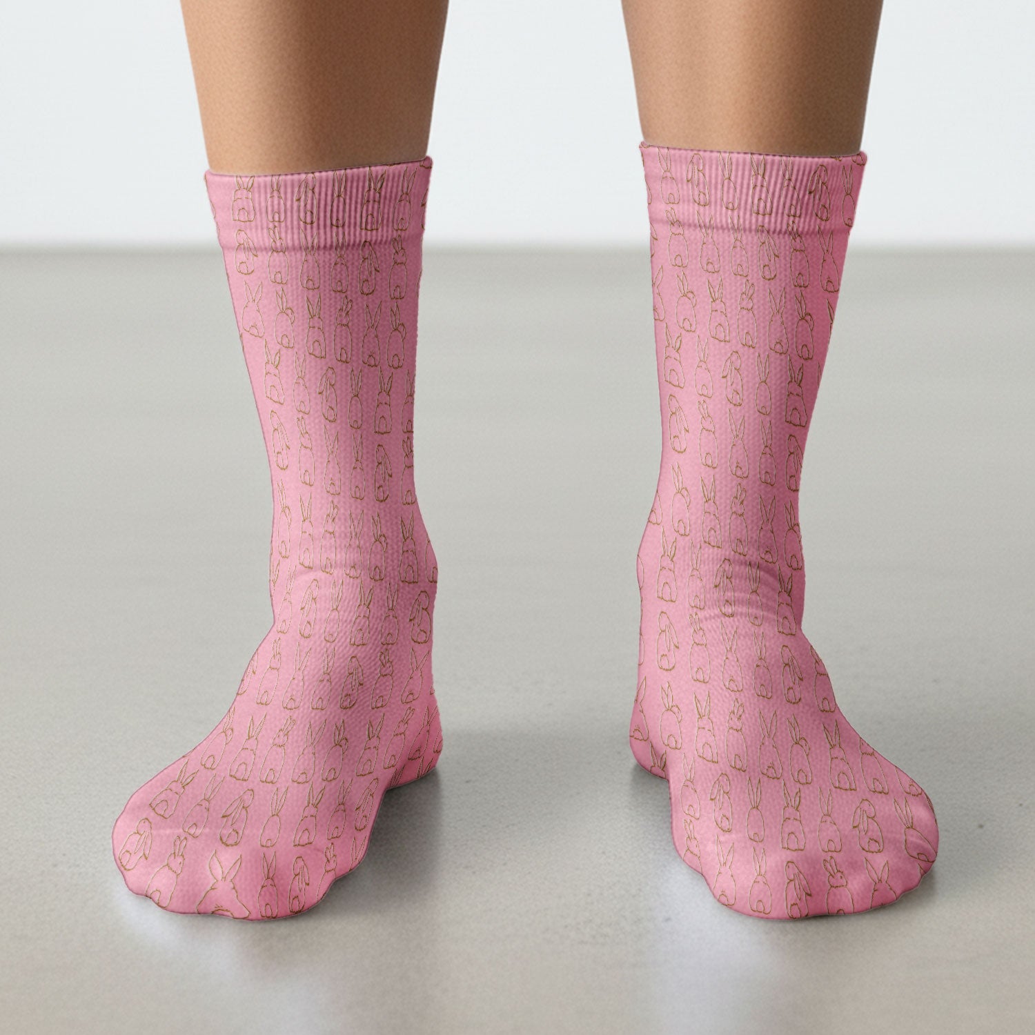 Cartoon Bunny Line Art Pattern Medical Socks, Breathable Fabrics Medical Uniform