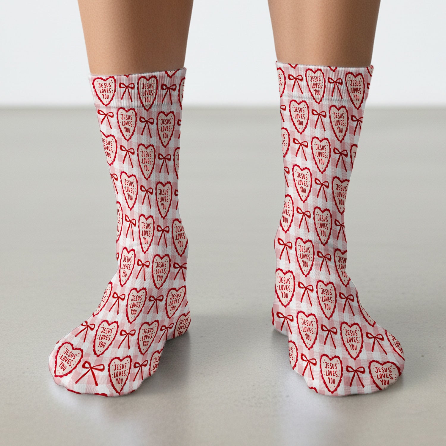 Jesus Loves You Heart Plaid Socks, Breathable Fabrics Medical Uniform