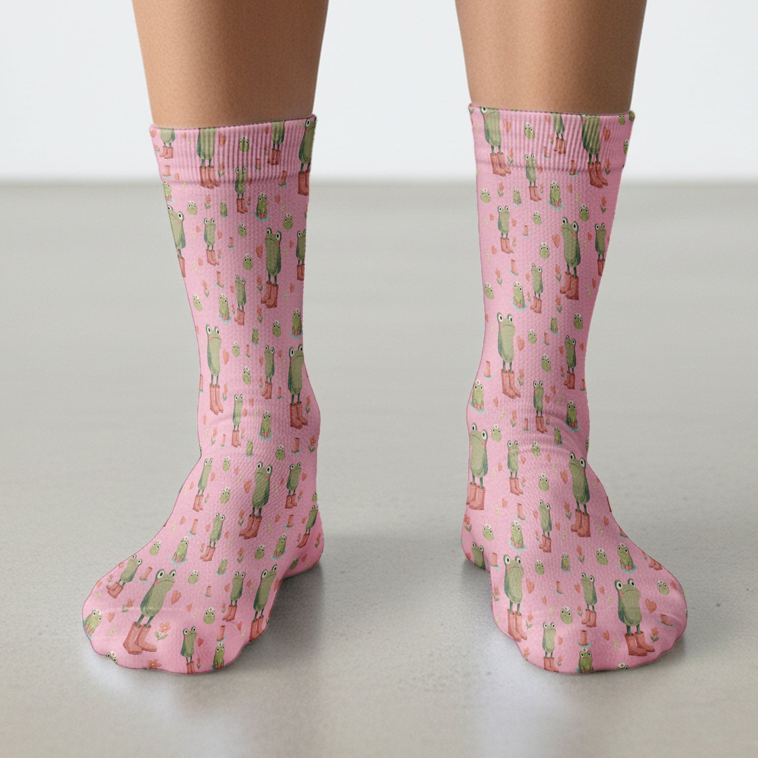 Adorable Frog Boots Heart Pattern Socks, Breathable Fabrics Medical Uniform