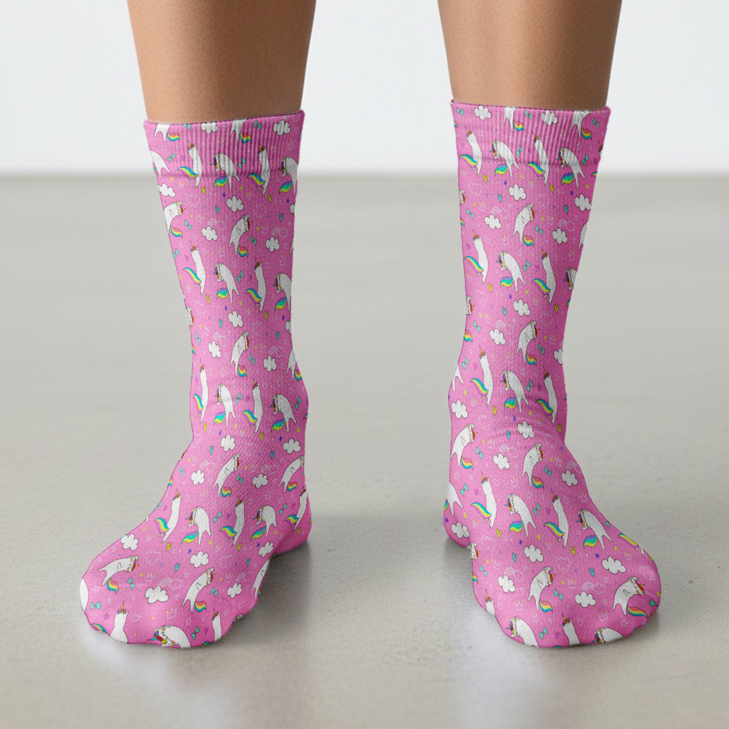 Unicorn Cat With Rainbow Tail Clouds Socks, Breathable Fabrics Medical Uniform