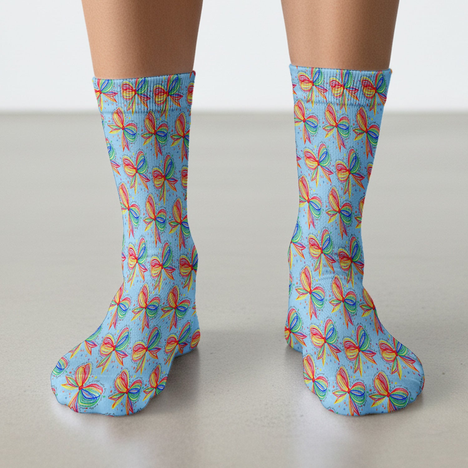 Colorful Rainbow Bow Pattern Sock, Socks for Nurse Doctor