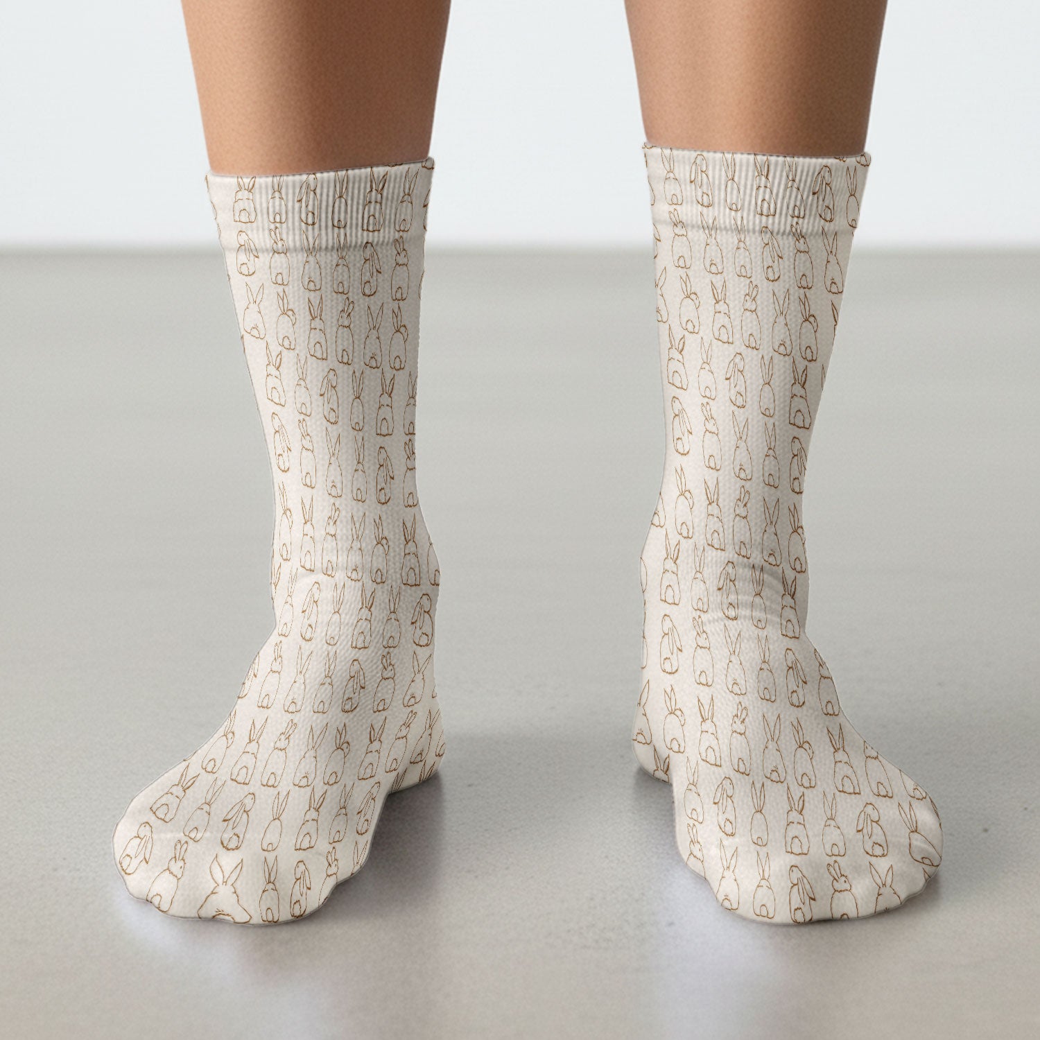 Cartoon Bunny Line Art Pattern Medical Socks, Breathable Fabrics Medical Uniform