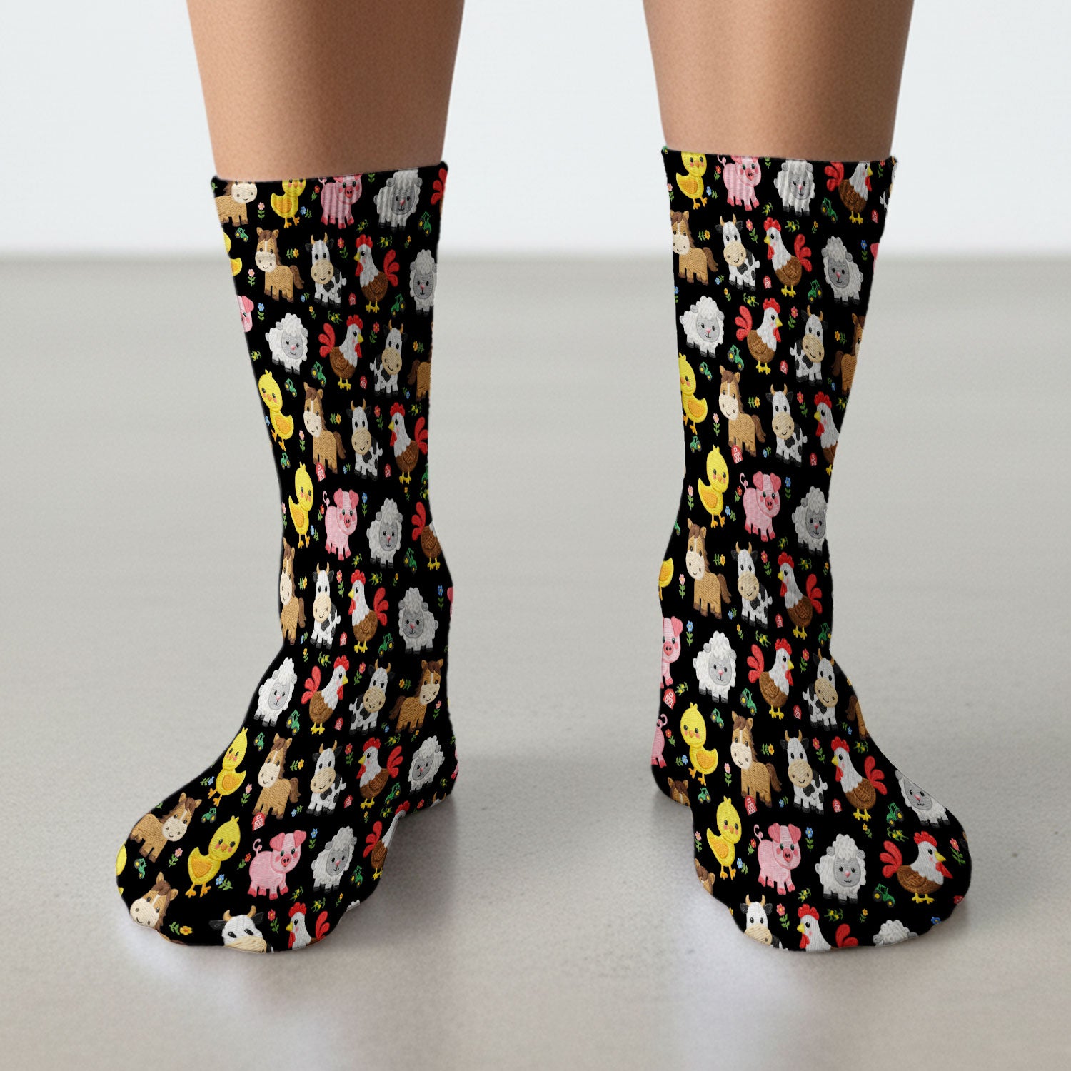 Cartoon Farm Animal Pattern Socks, Breathable Fabrics Medical Uniform