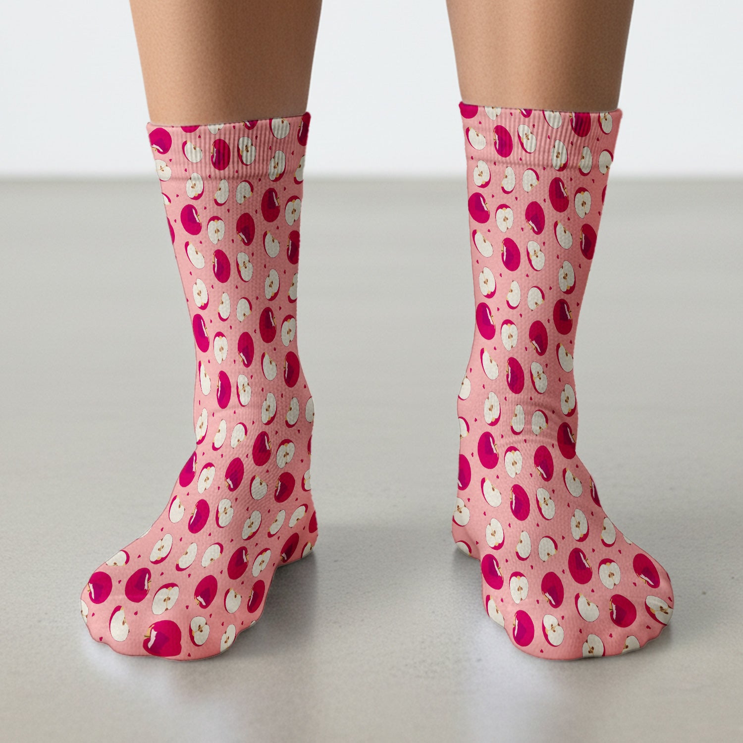 Cute Red Apple Fruit Pattern Socks, Breathable Fabrics Medical Uniform